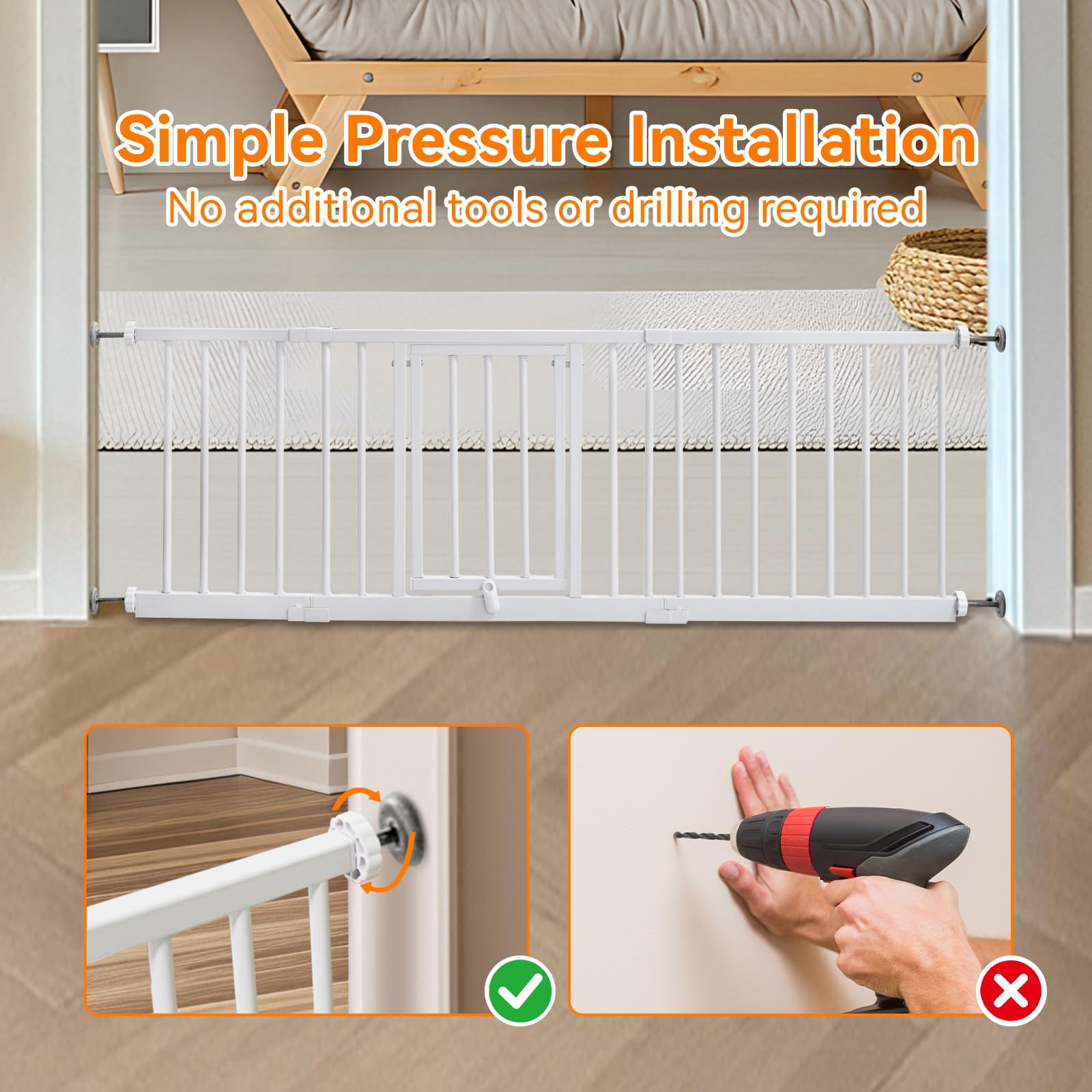 YZHDUXIU 14-inch height step-over design eases passage for adults and pets.