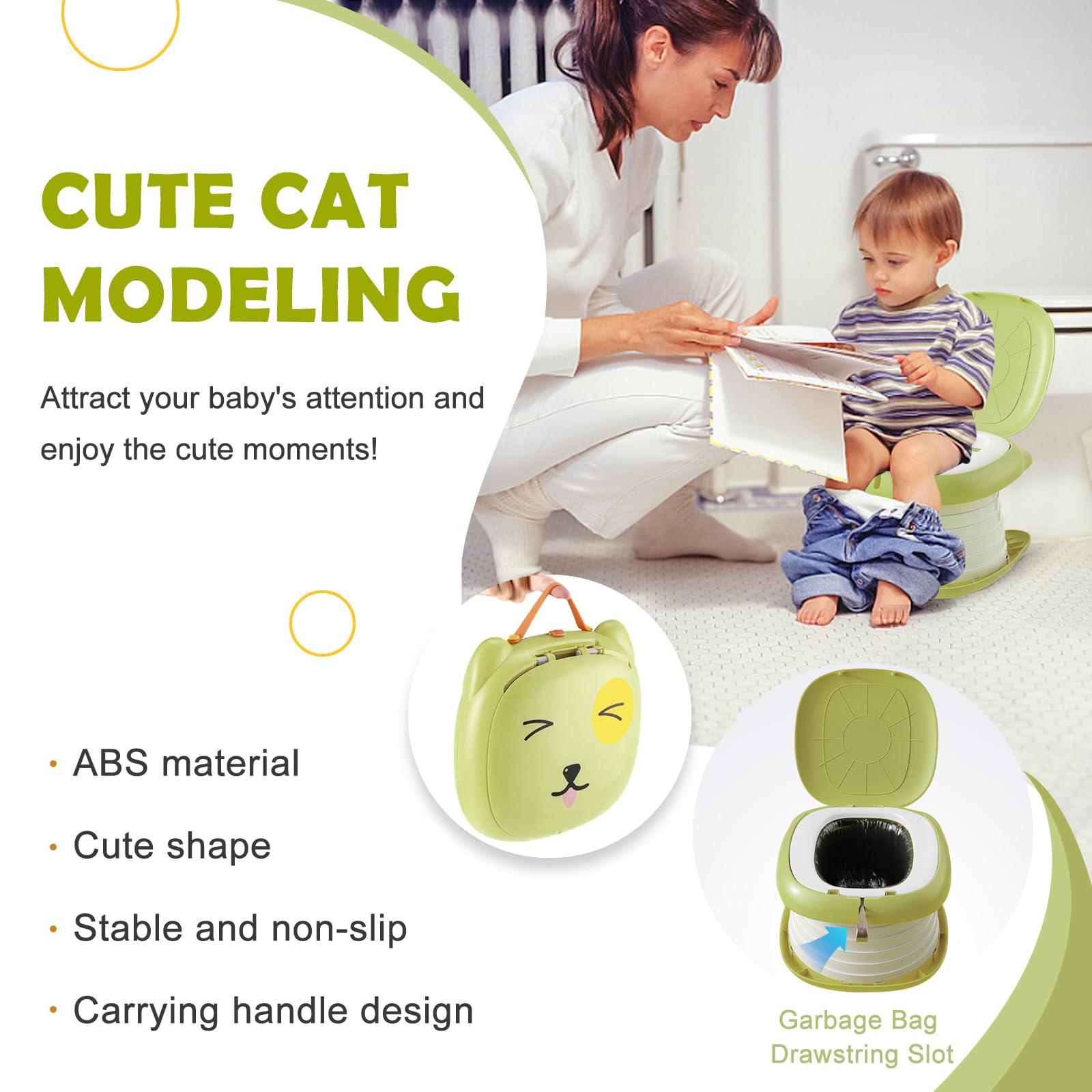 YZNlife Travel Potty shown in bag with storage for mess-free transport