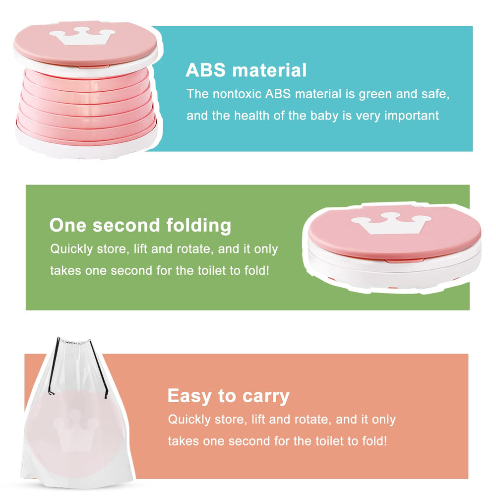 YZNlife travel potty folds to a compact size for car trips.
