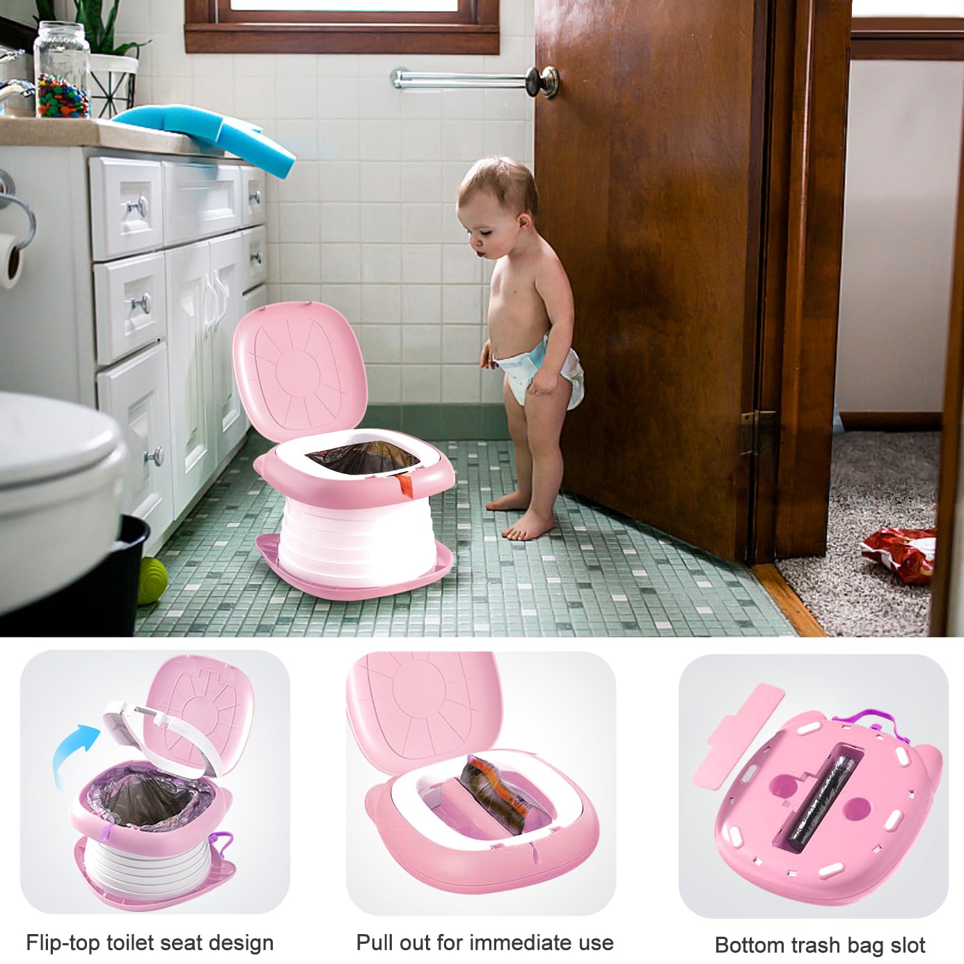 YZNlife Travel Potty doubles as seat or footstool during trips