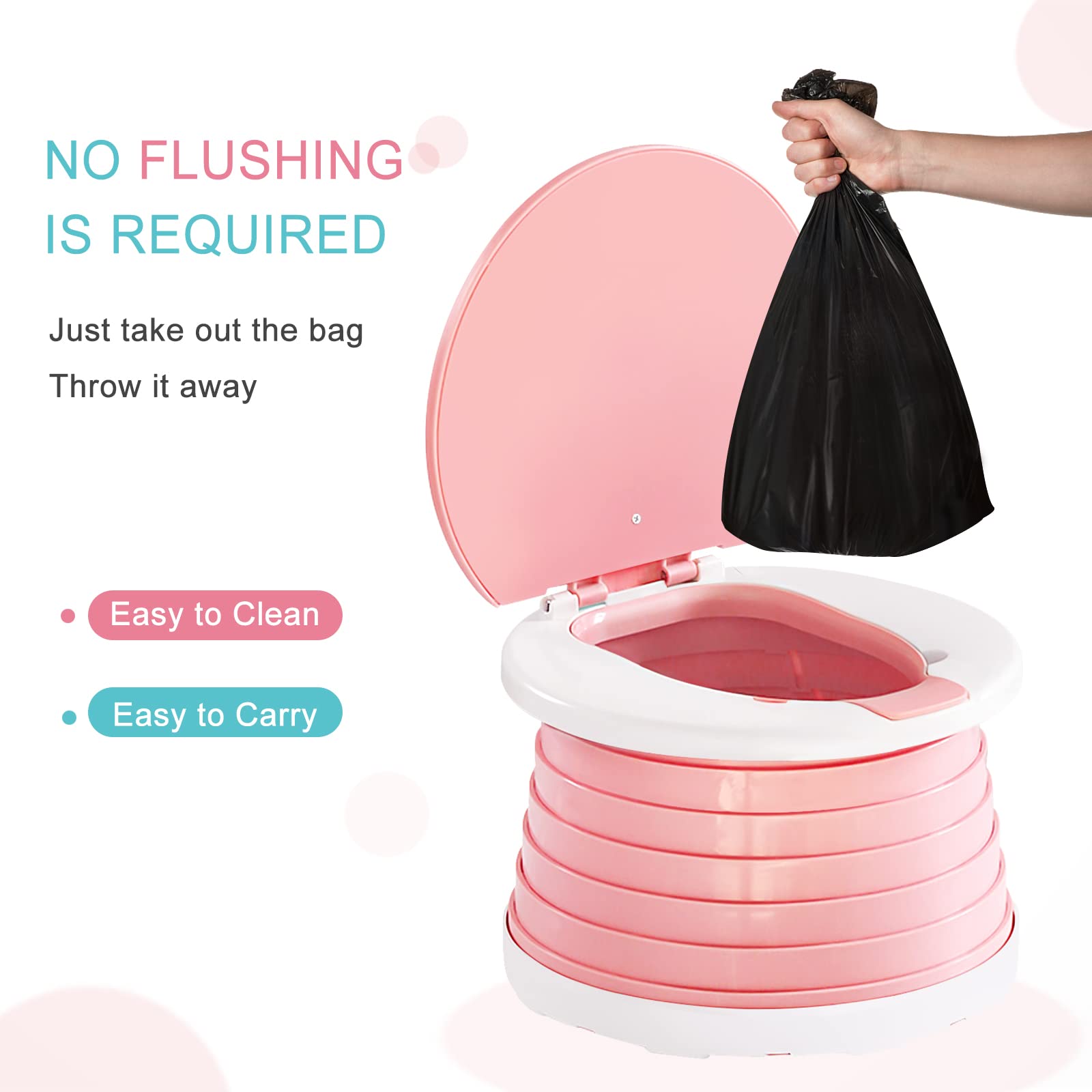 YZNlife travel potty includes bags and a drawstring storage bag.