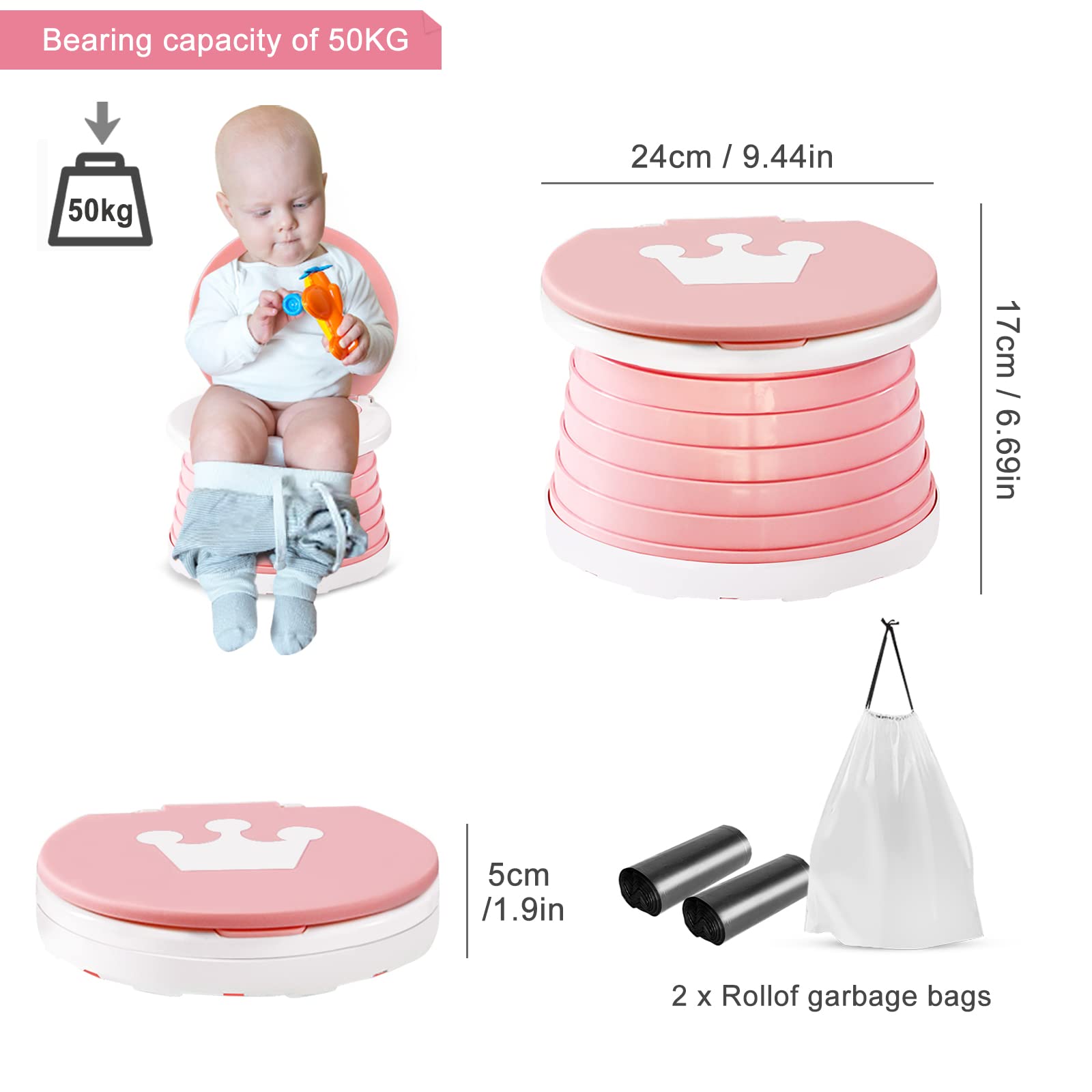YZNlife travel potty for toddlers unfolded ready for quick use on the go.