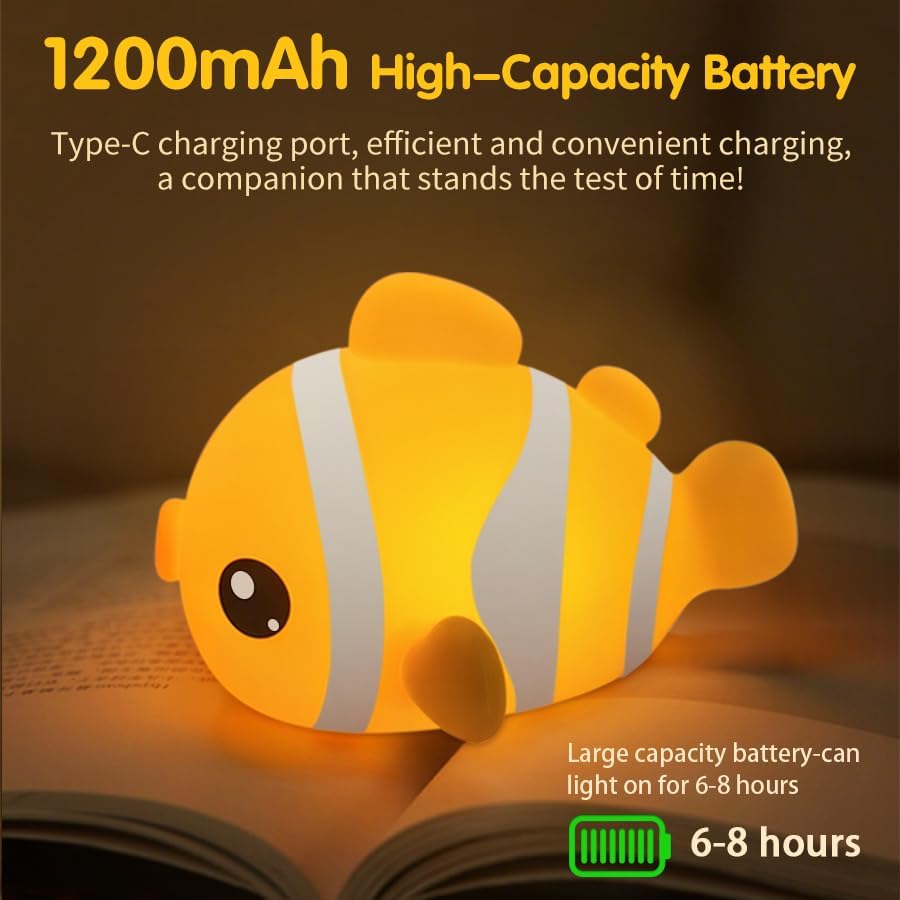 YzzYzz clownfish night light helps toddler sleep with gentle illumination