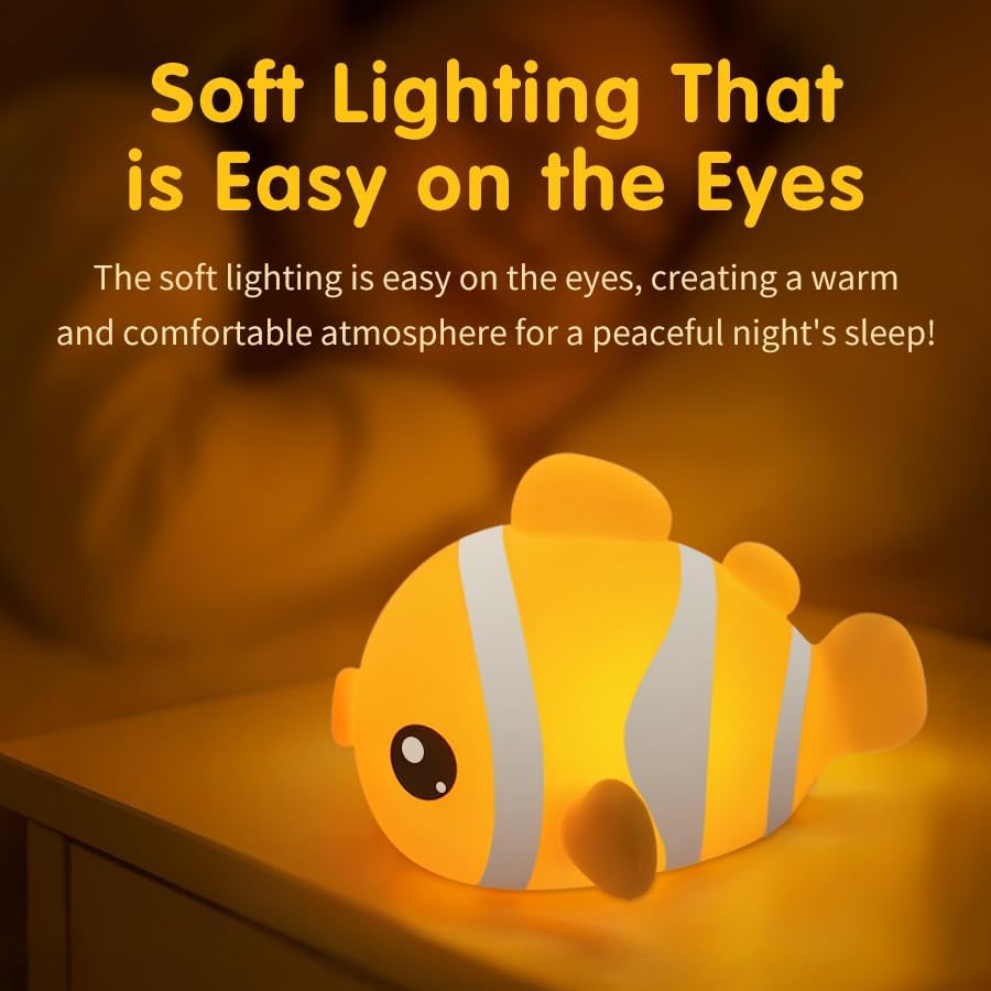YzzYzz clownfish night light warm glow creates cozy ambience