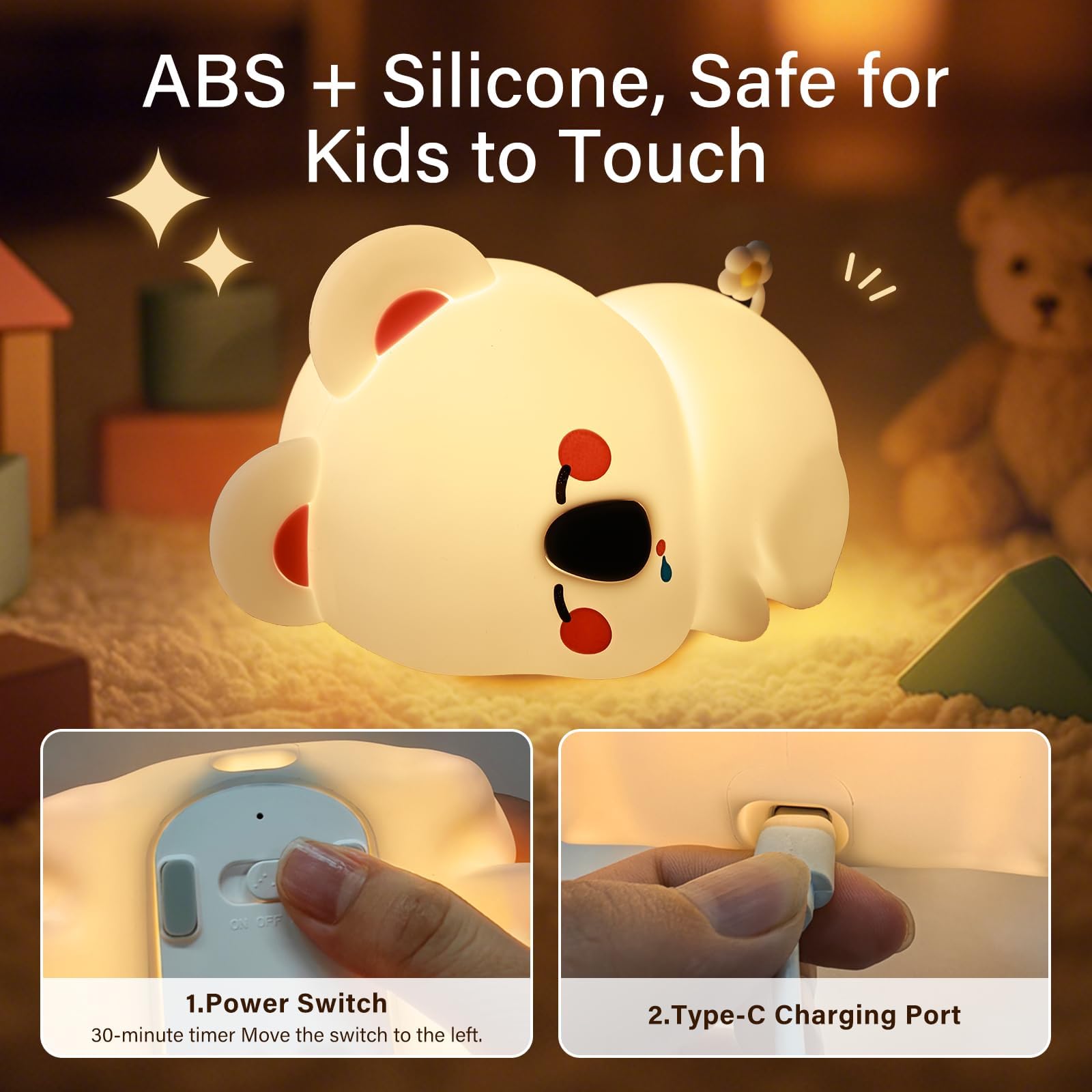 YzzYzz koala night light nursery decor setup with gentle 3000K glow