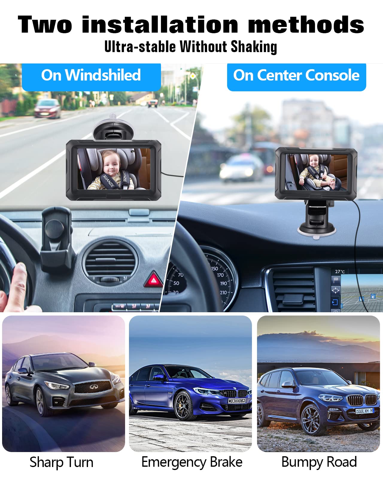 Zacro 360 rotation with 150-degree view captures rear seat from multiple angles.