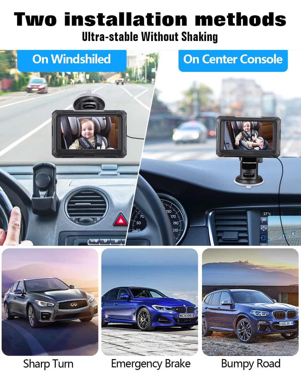 Zacro 360 rotation with 150-degree view captures rear seat from multiple angles.