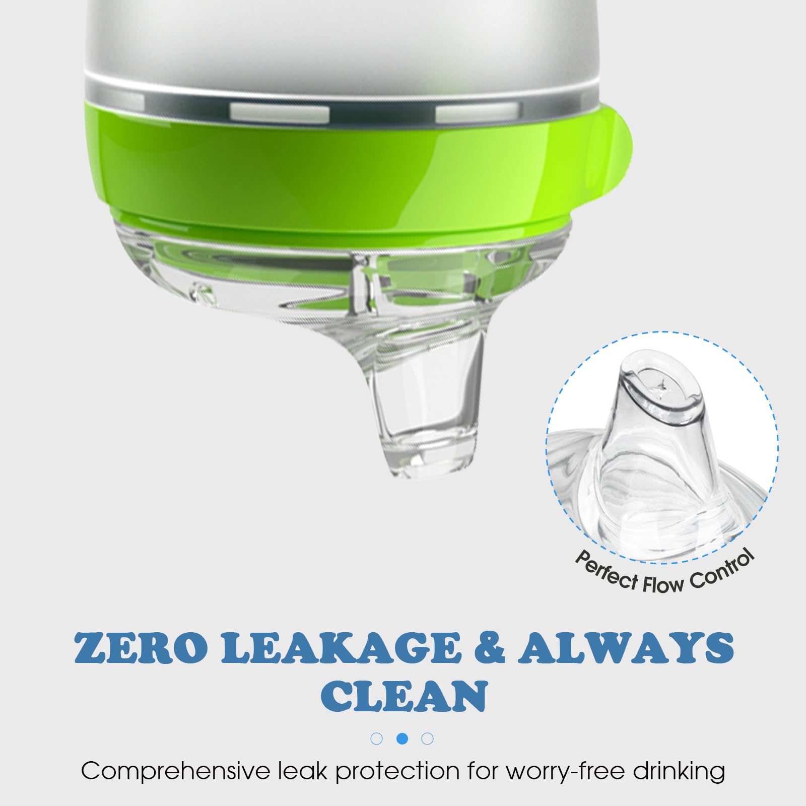 Zafflerva spout attached to a Comotomo bottle demonstrating compatibility.