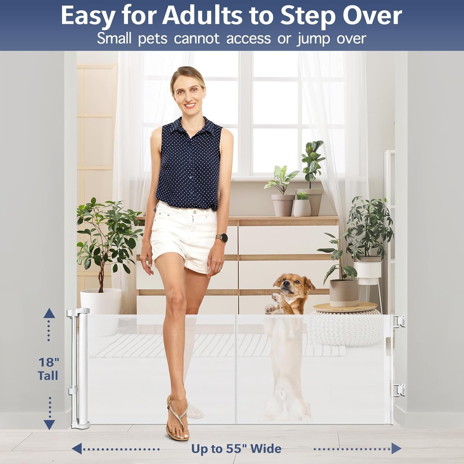 Zaguoroo gate 55-inch width adjustment widens doorway without obstruction.
