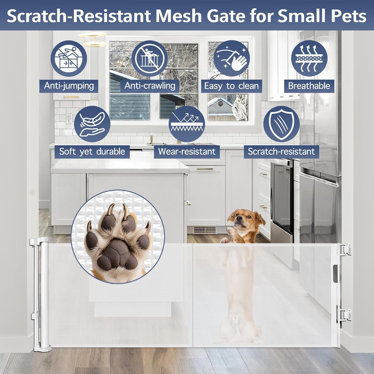 Zaguoroo gate scratch-resistant mesh endures daily pet wear over time.