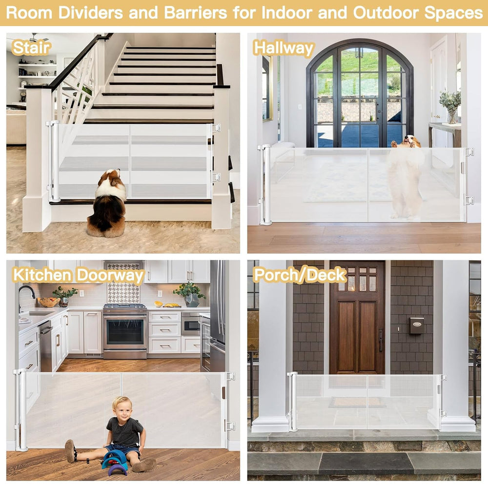 Zaguoroo indoor-outdoor barrier adaptable for stairs, doorways, kitchens.