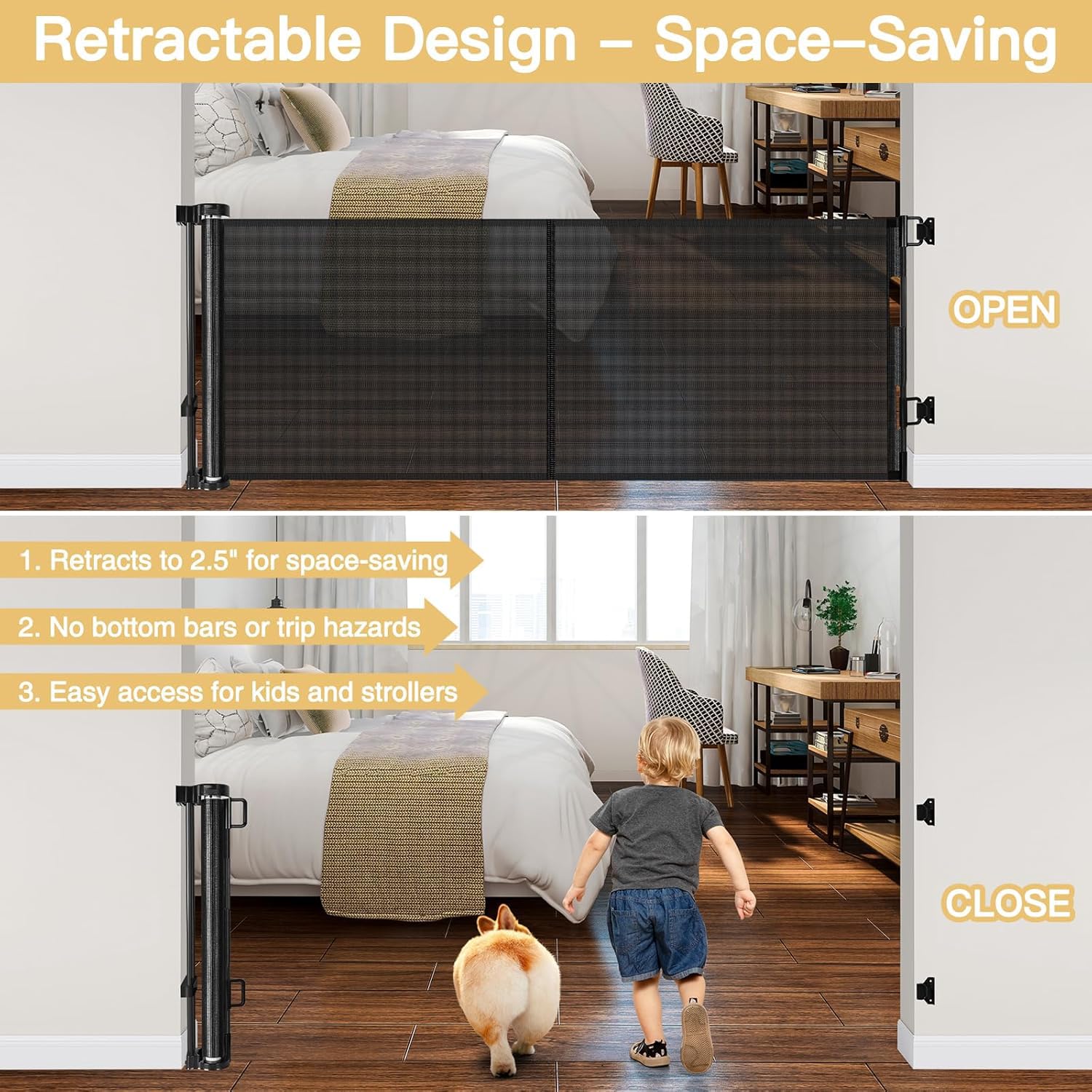 Zaguoroo indoor outdoor gate used as room divider for pets and kids.