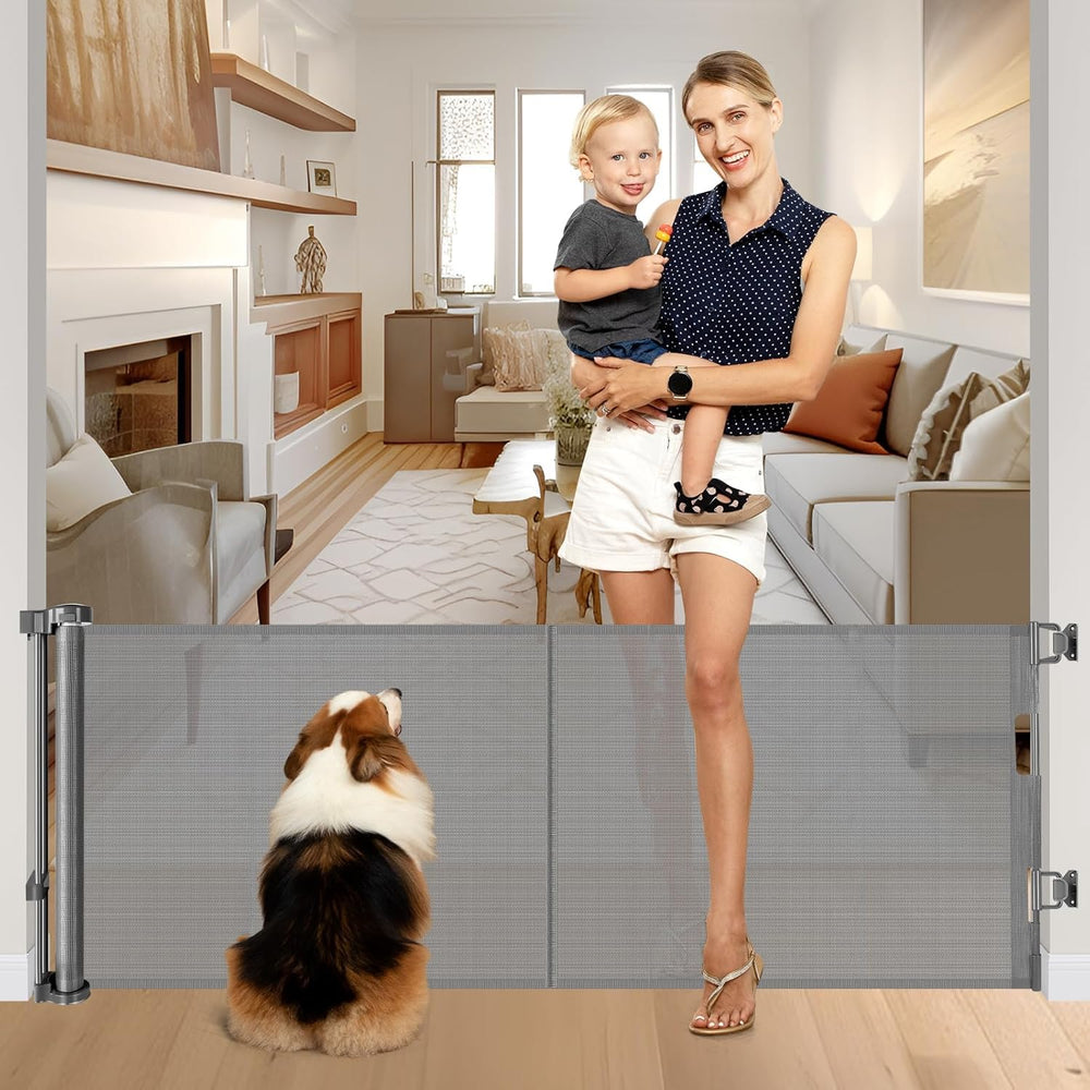 Zaguoroo reinforced 28-inch tall gate, closed, blocks small pets and toddlers.