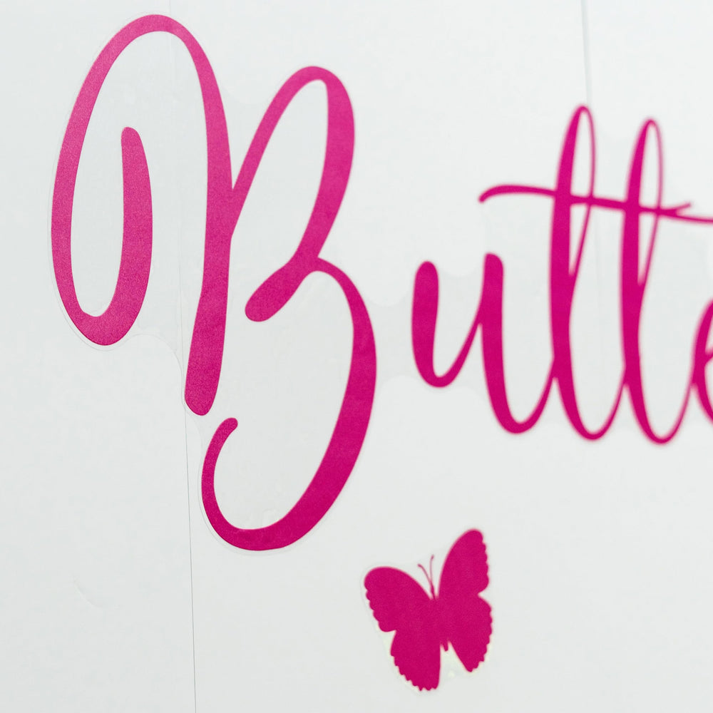 ZAIBIANHAO pink letters and butterflies deco invites celebration mood.