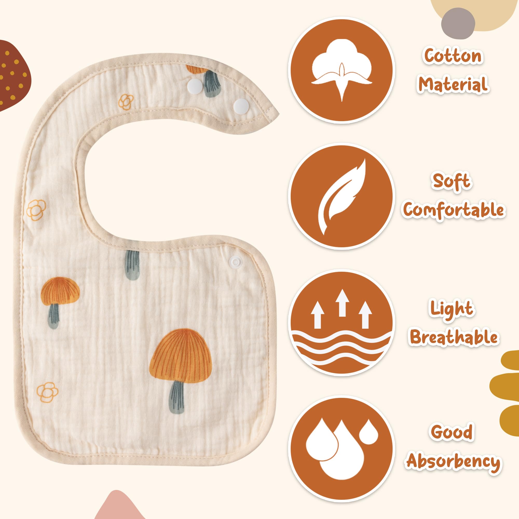 Zainpe bear-pattern bib soft cotton for gentle daily wear and drool