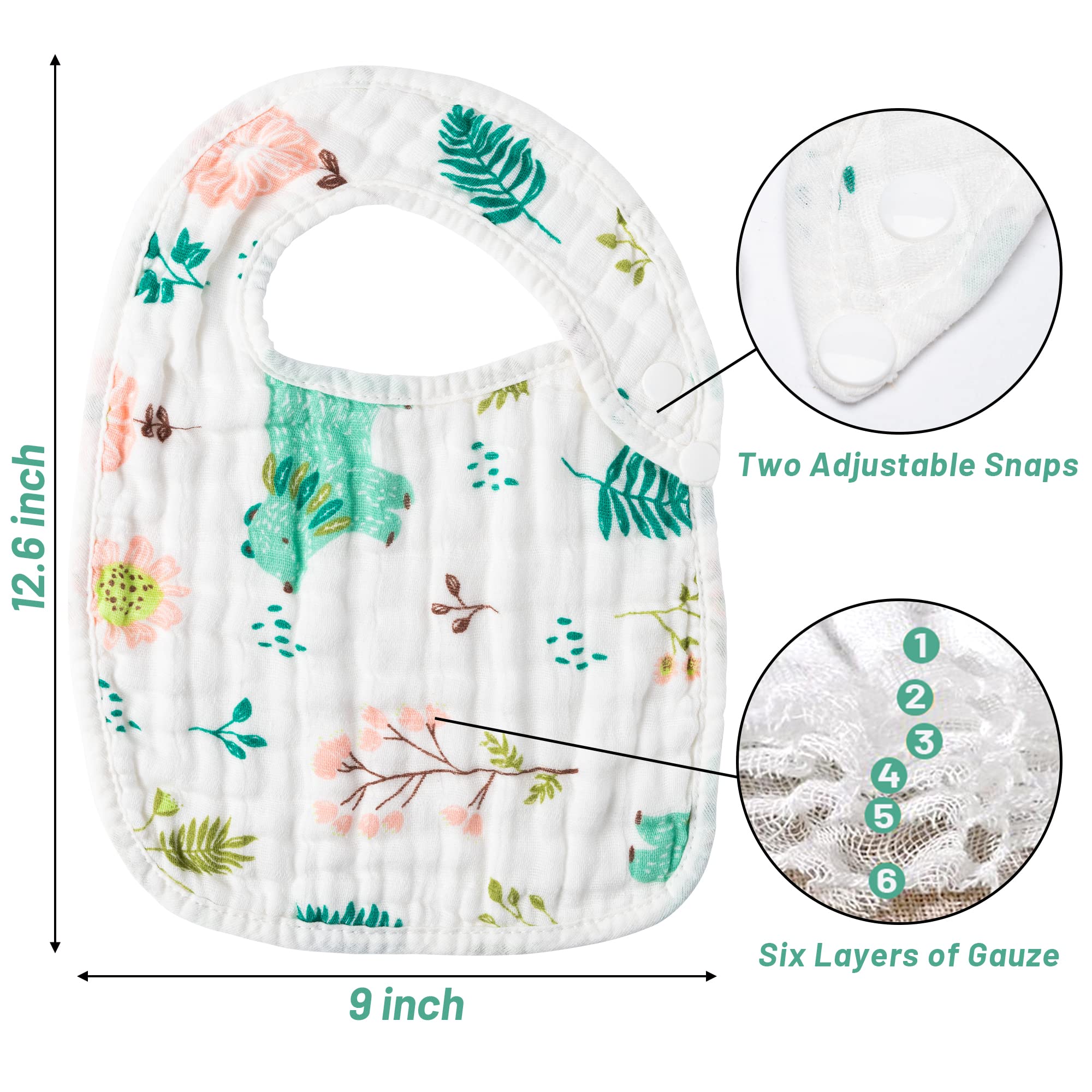 Zainpe six bibs rainbow pattern gentle on skin during meals