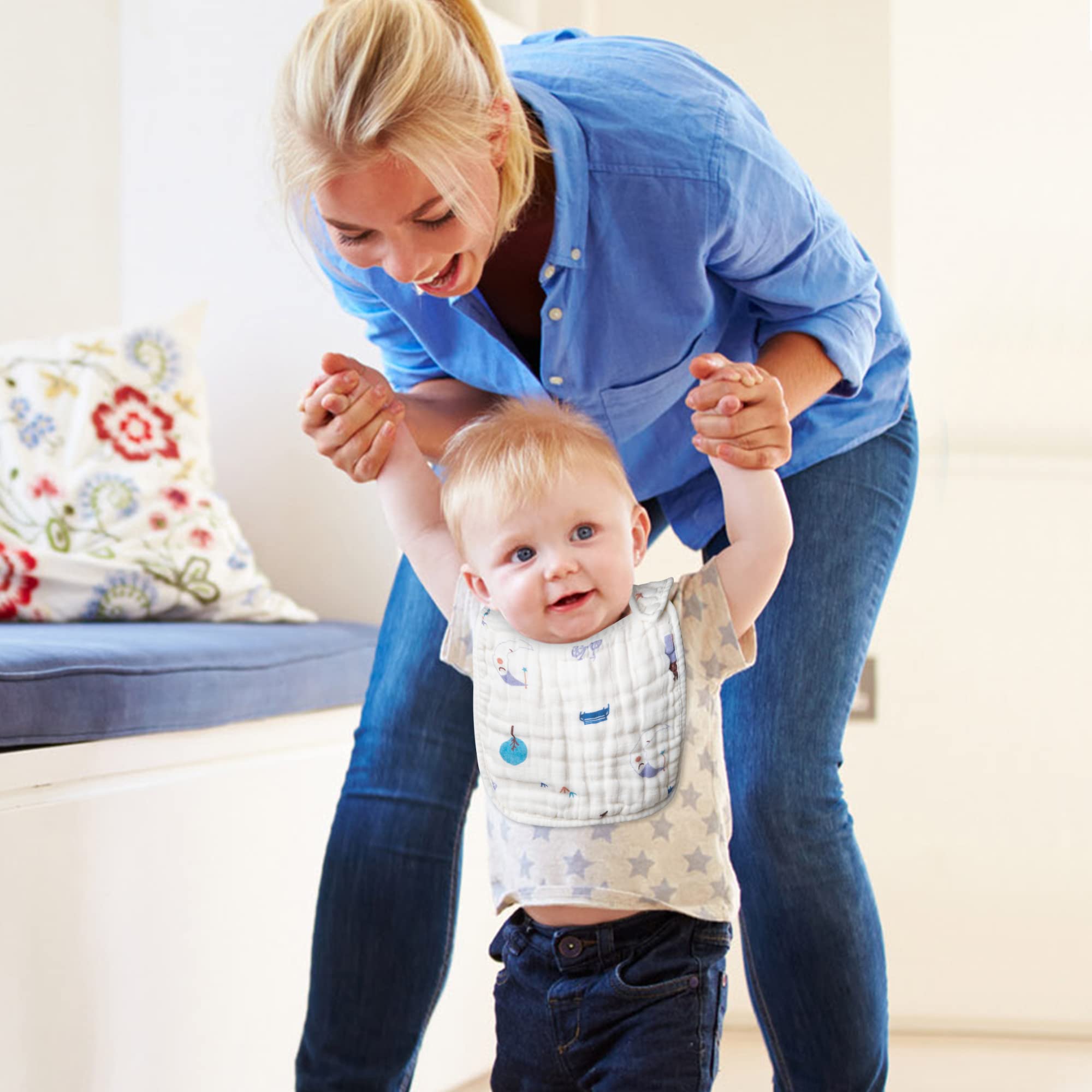 Zainpe adjustable snaps bibs grow with baby and stay secure
