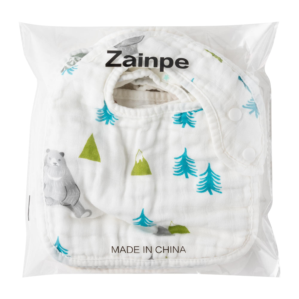 Zainpe bibs cover teething spills during feeding and play.