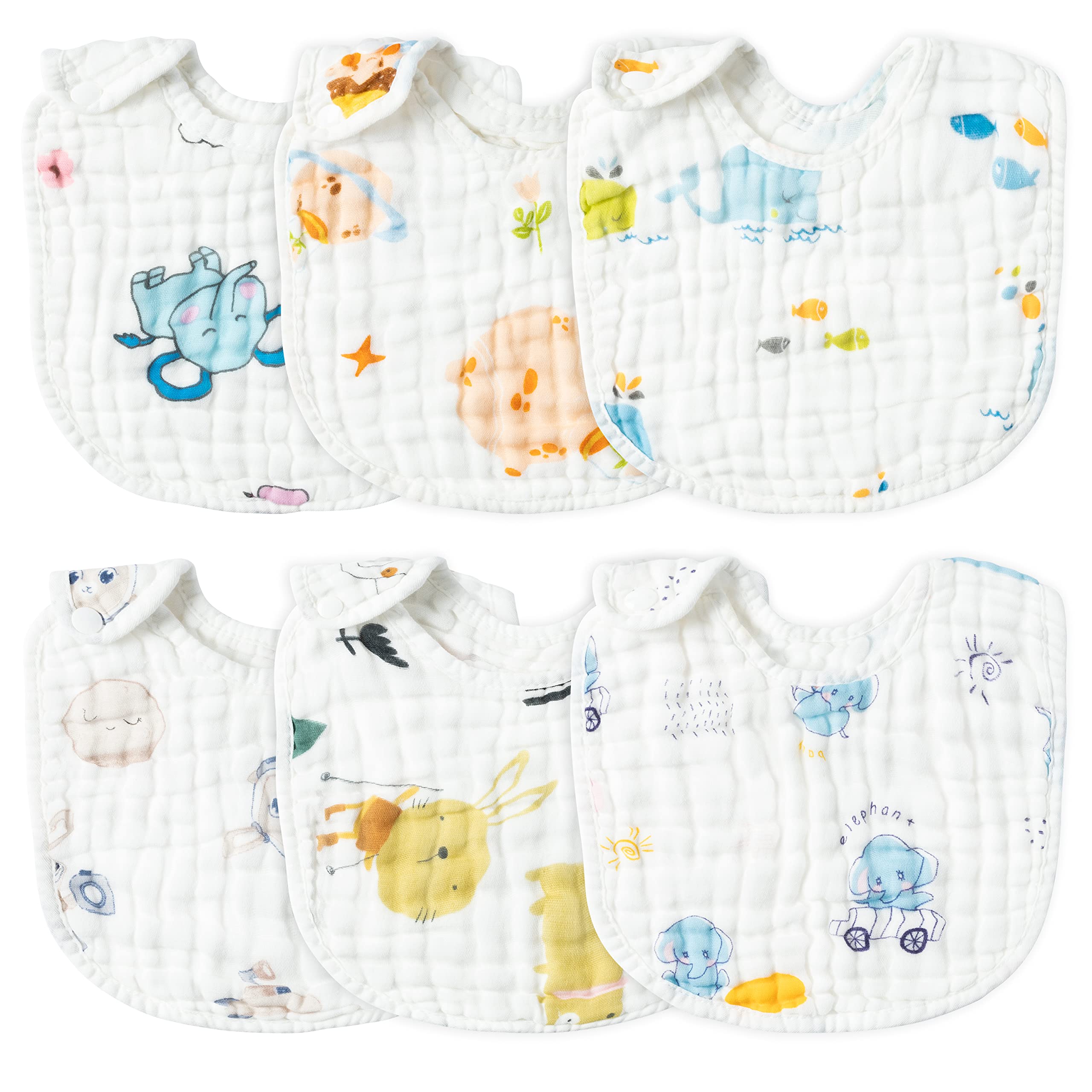 Zainpe baby bib elephant pattern catches spills for mess-free mealtimes.