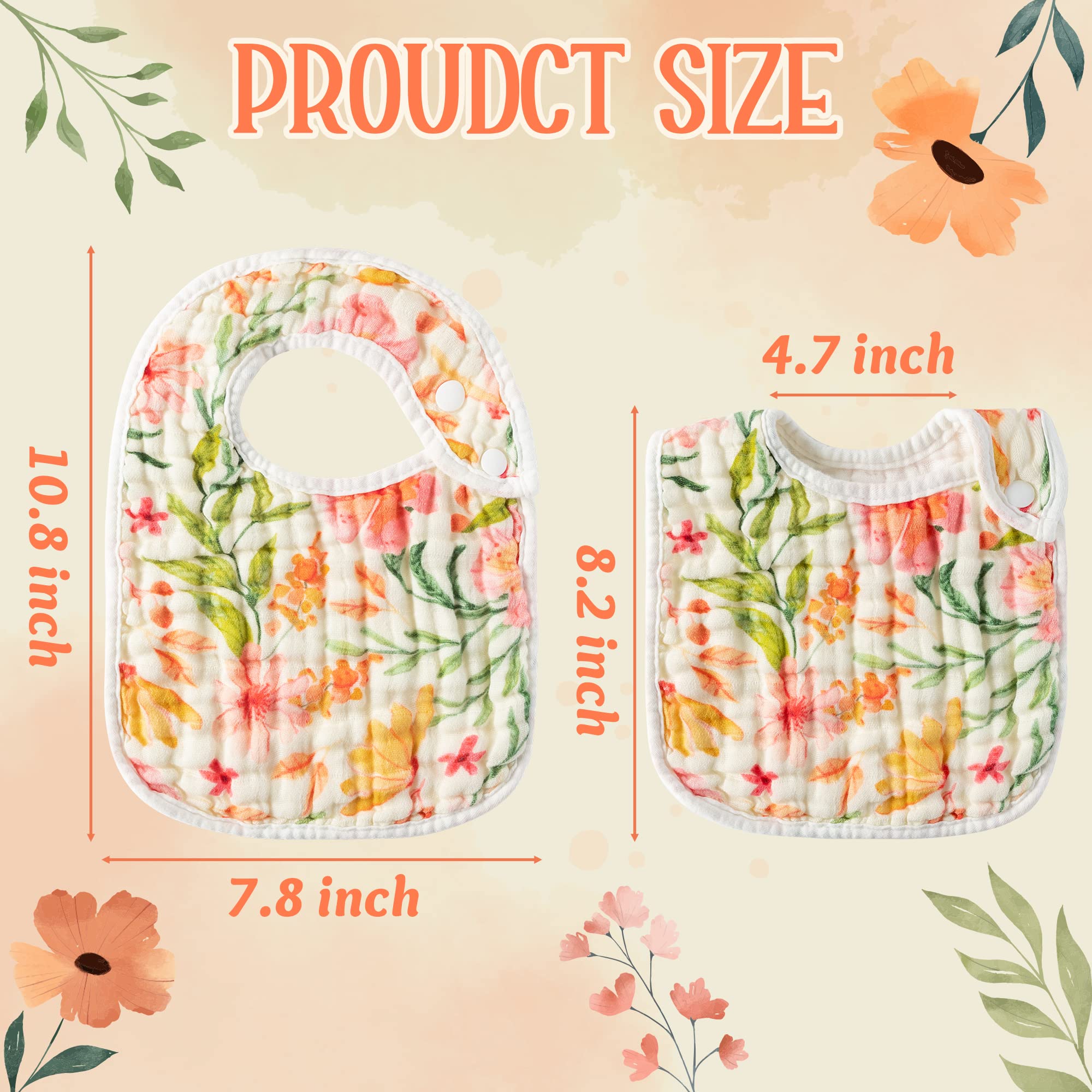 Zainpe bibs flowers pattern closeup fabric shows soft muslin texture against skin