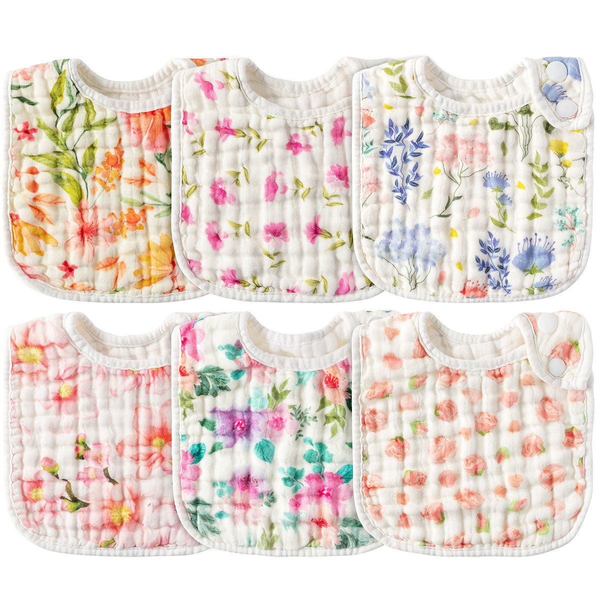 Zainpe bibs flowers pattern front view for daily feeding and outfits