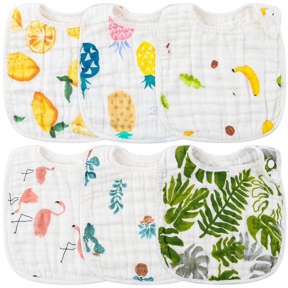 Zainpe six-pack lemon flamingo pattern bibs with versatile drool protection.