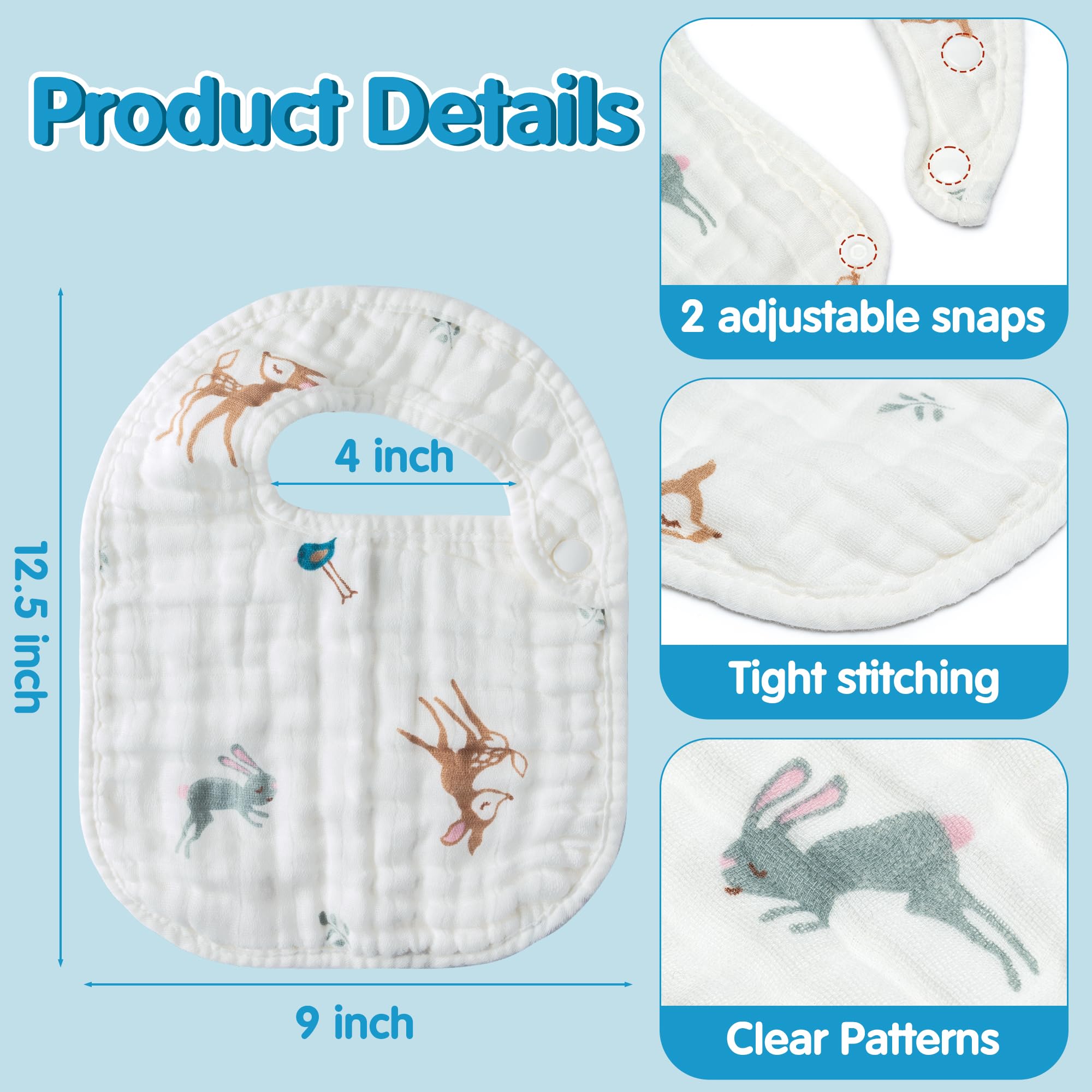 Zainpe fox-pattern bib with drool-friendly design