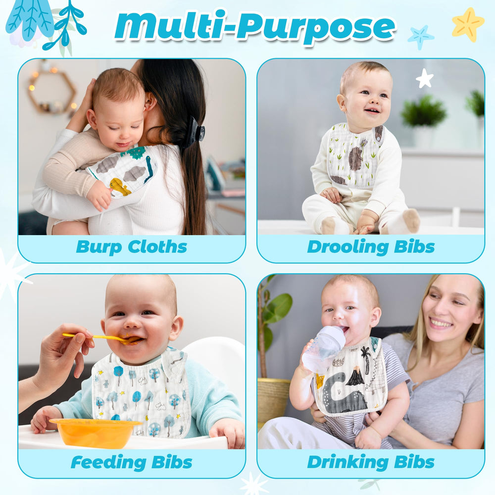 Zainpe muslin baby bib hedgehog pattern gentle on skin while catching spills.