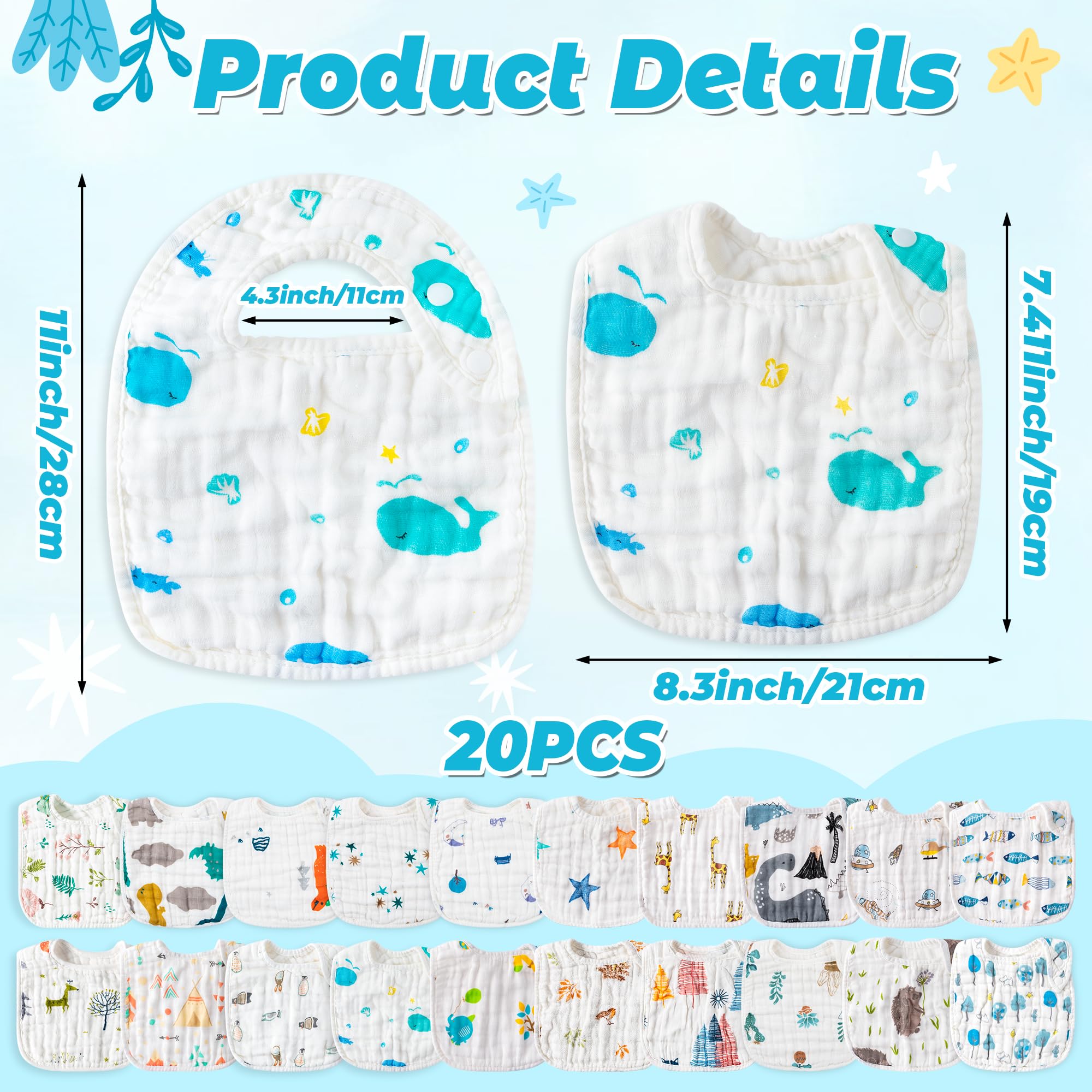 Zainpe muslin baby bib penguin pattern keeps clothes clean on adventures and meals.