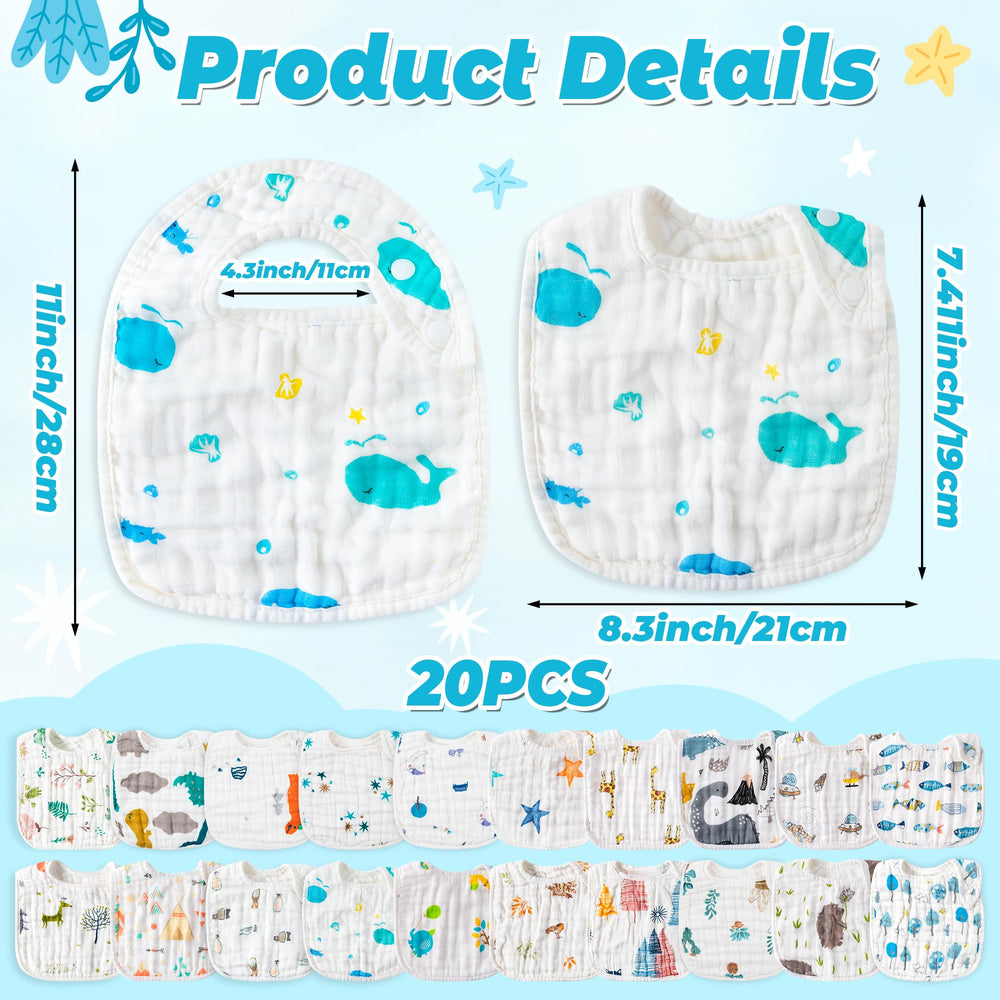 Zainpe muslin baby bib penguin pattern keeps clothes clean on adventures and meals.