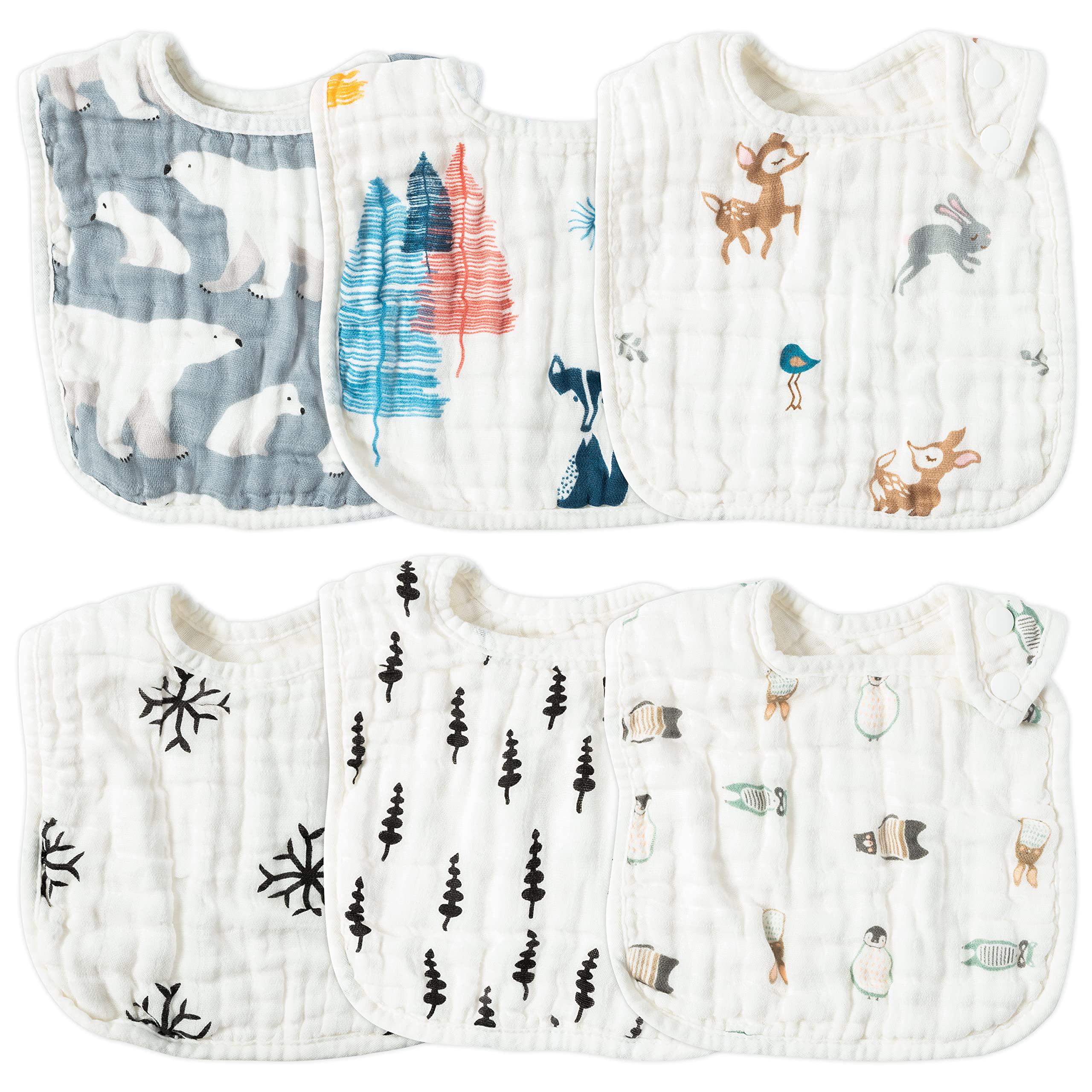 Zainpe muslin baby bib with snowflake pattern keeps outfits clean during feeding.
