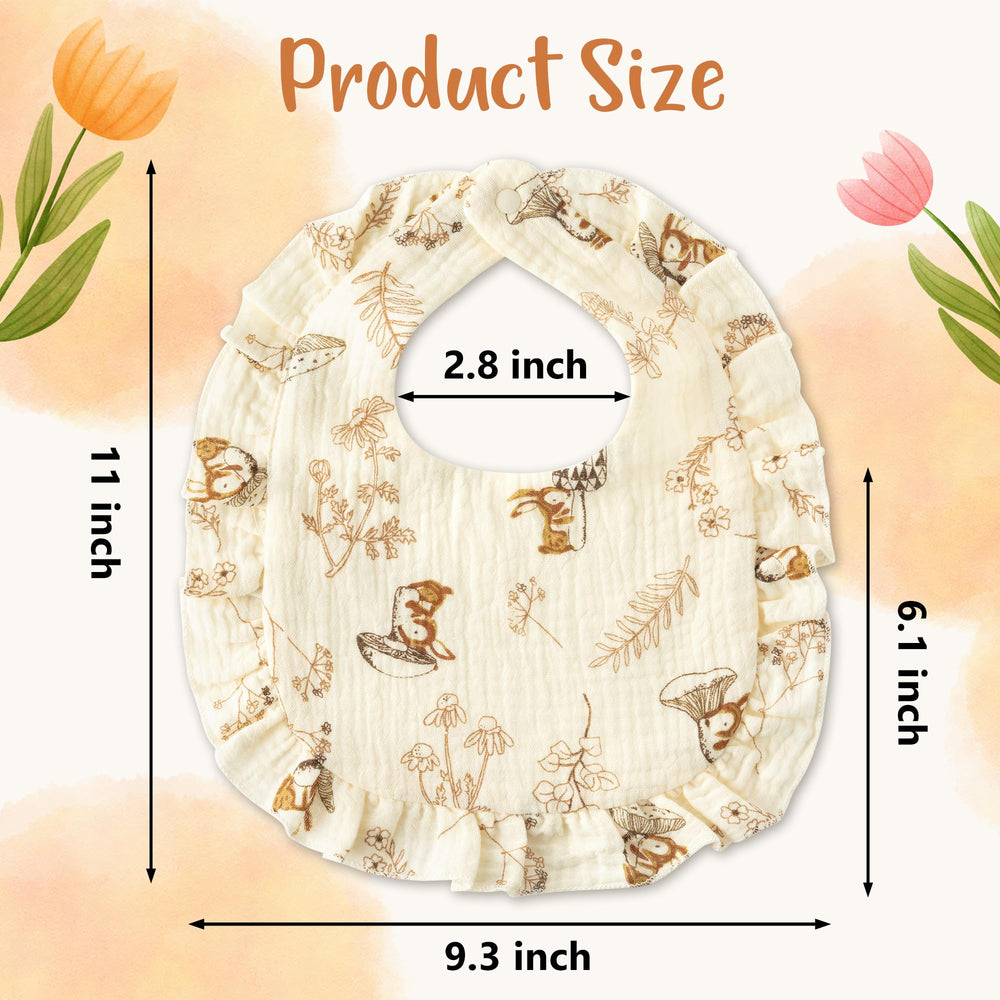 Zainpe Rose Bear Flounce Lace Bib highlights soft lace border for cute teething moments.