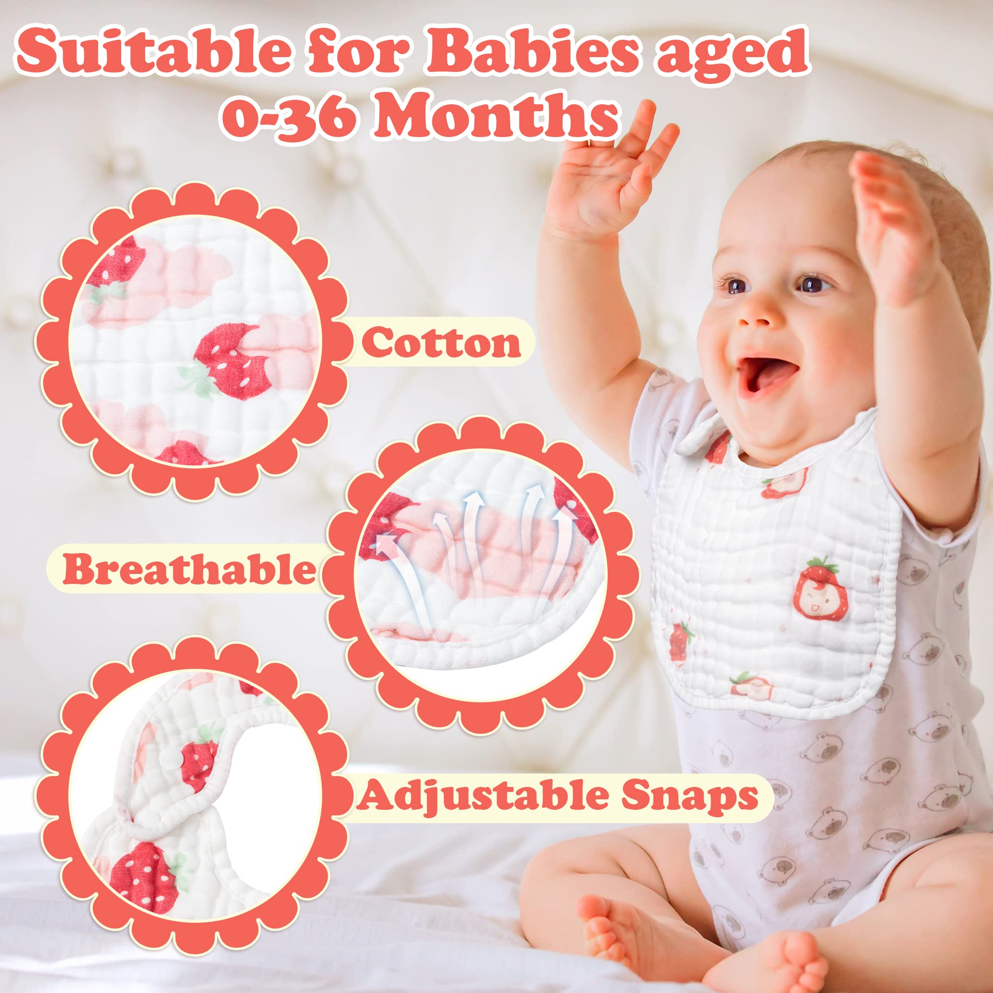 Zainpe snap muslin baby bib lemon pattern guards against spills during feeding and teething