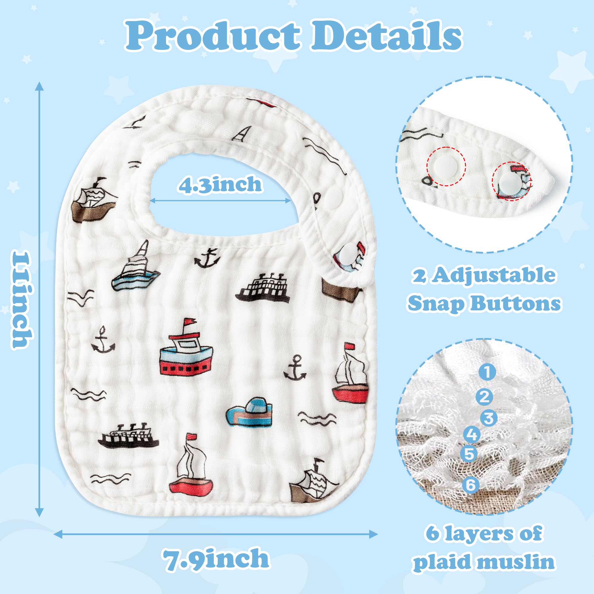 Zainpe cactus-pattern bib soft muslin protects clothes from spills.