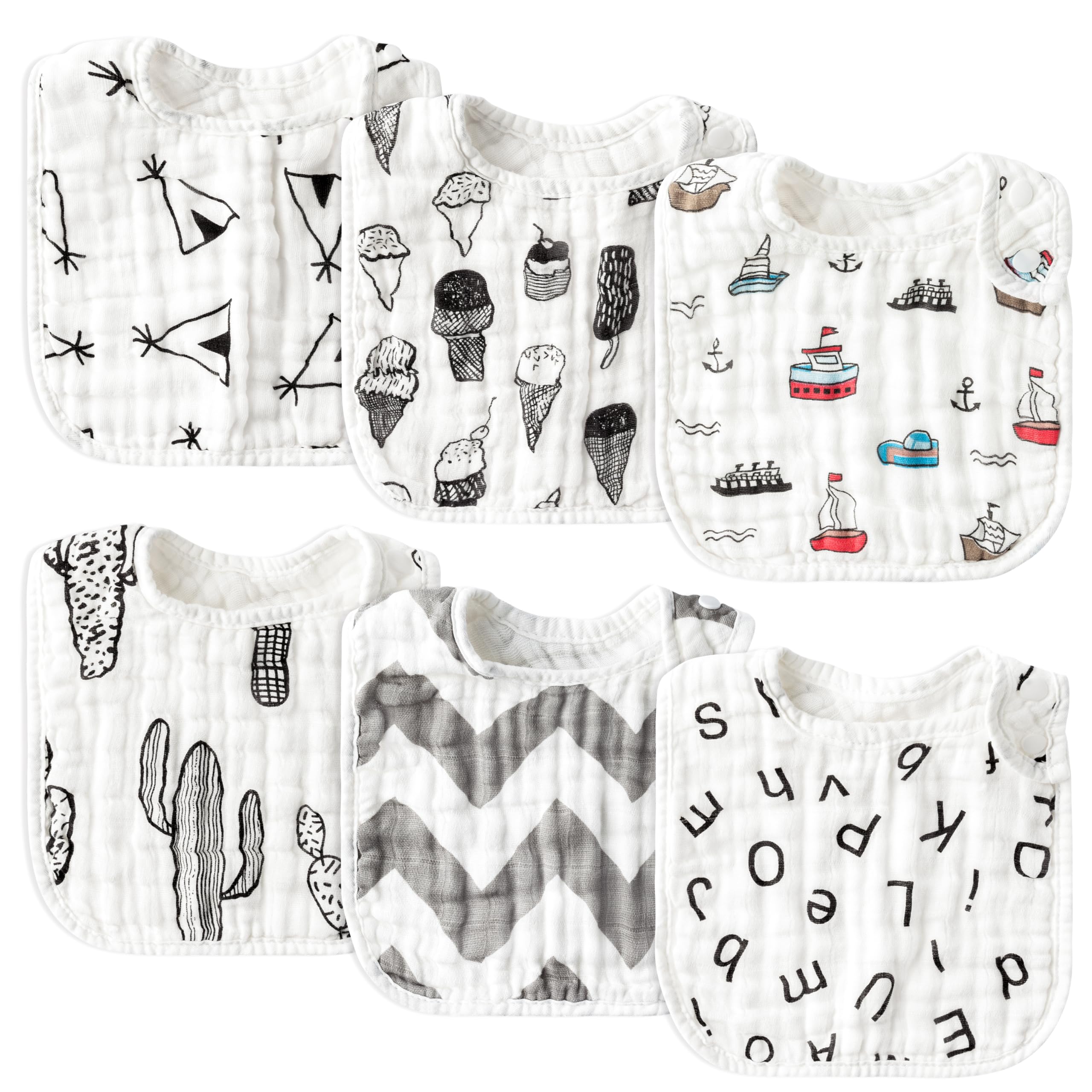 Zainpe ice-cream-pattern bib keeps baby dry during meals and drool sessions.