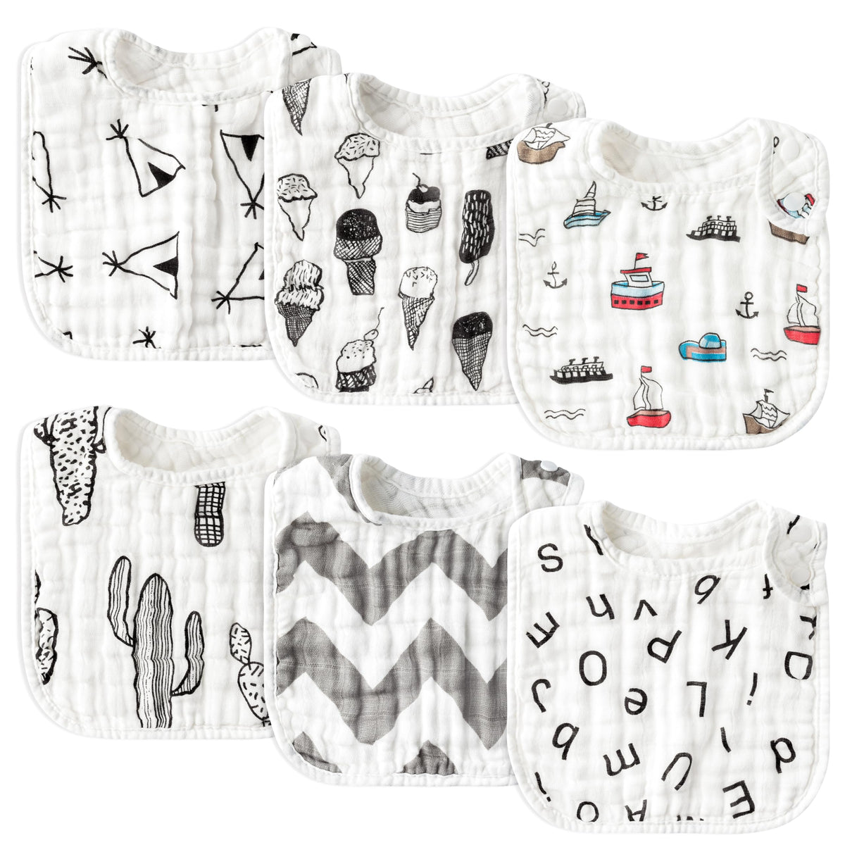 Zainpe ice-cream-pattern bib keeps baby dry during meals and drool sessions.