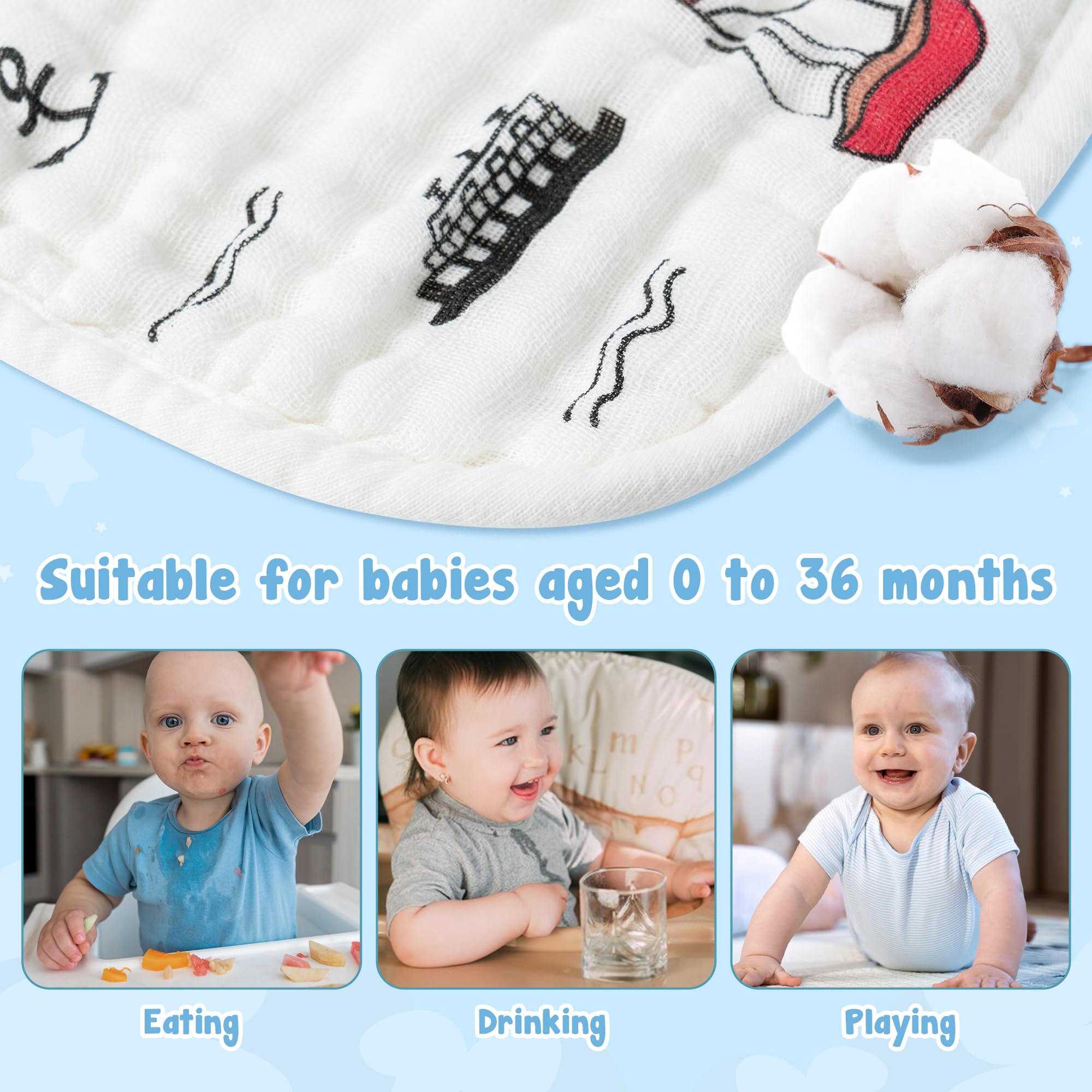 Zainpe wave-pattern bib side snap for adjustable fit.