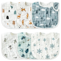 Zainpe snowflake penguin pattern bib keeps baby dry during feeding and teething.