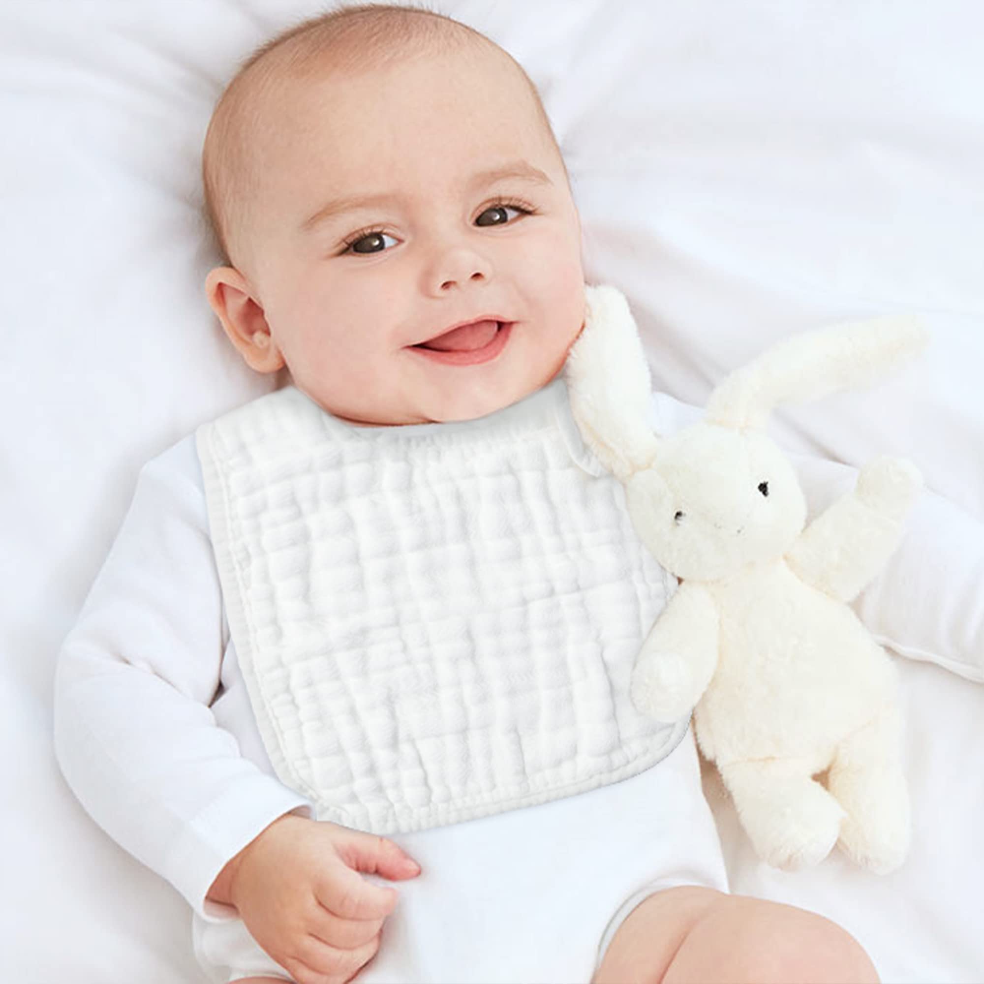 Zainpe white 6-piece bib set offers versatile daily wear.