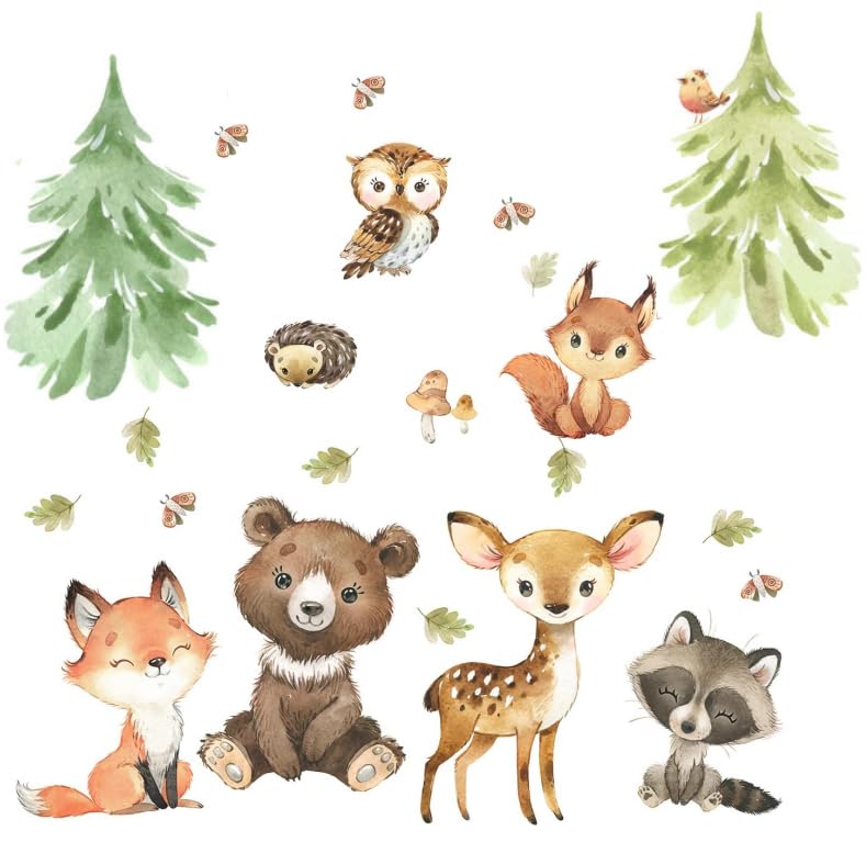 Zaiphany woodland wall decal bear on smooth surface for cozy nursery decor