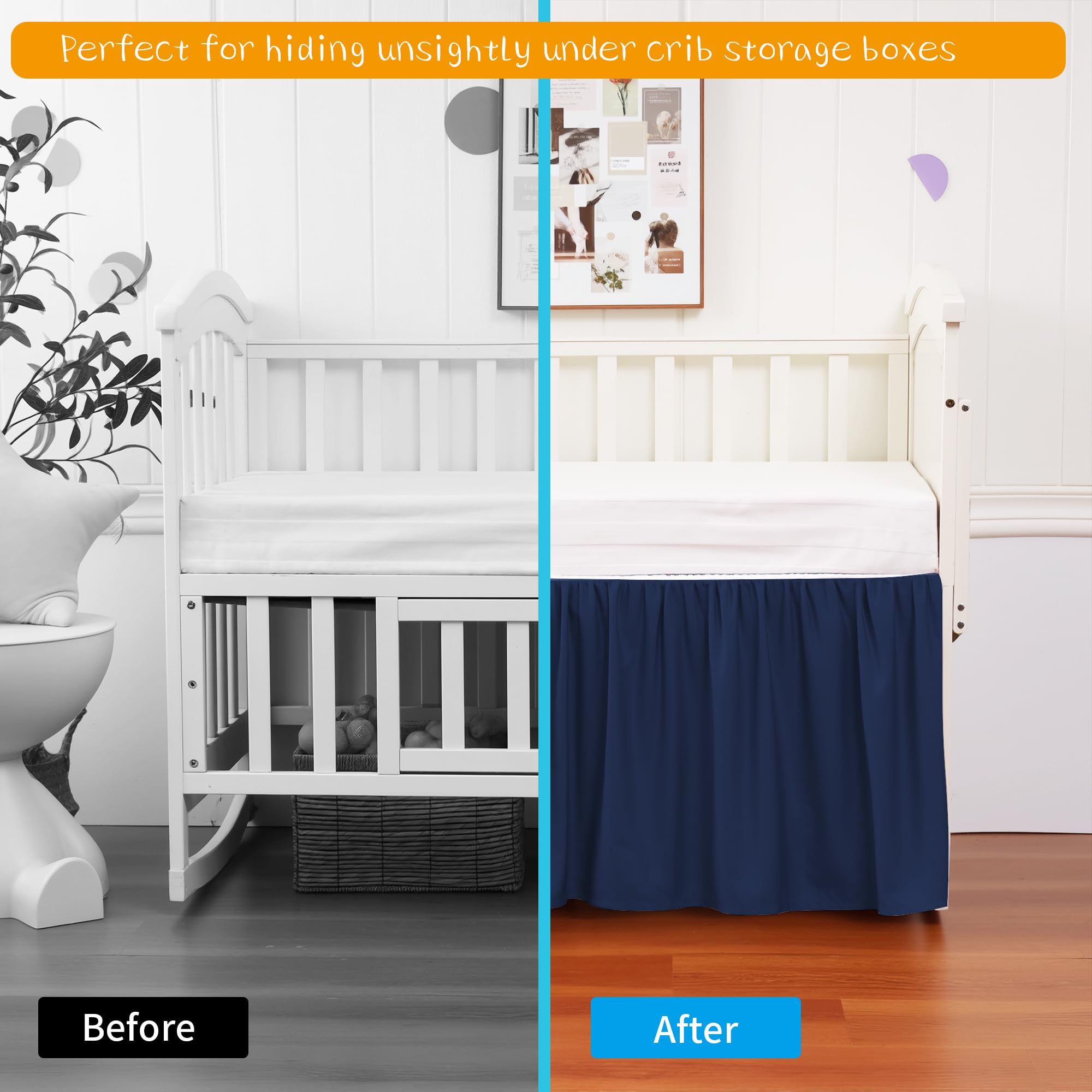 Zaizaihome crib bed skirt baby-hem edge ensures smooth, non-scratch surface.