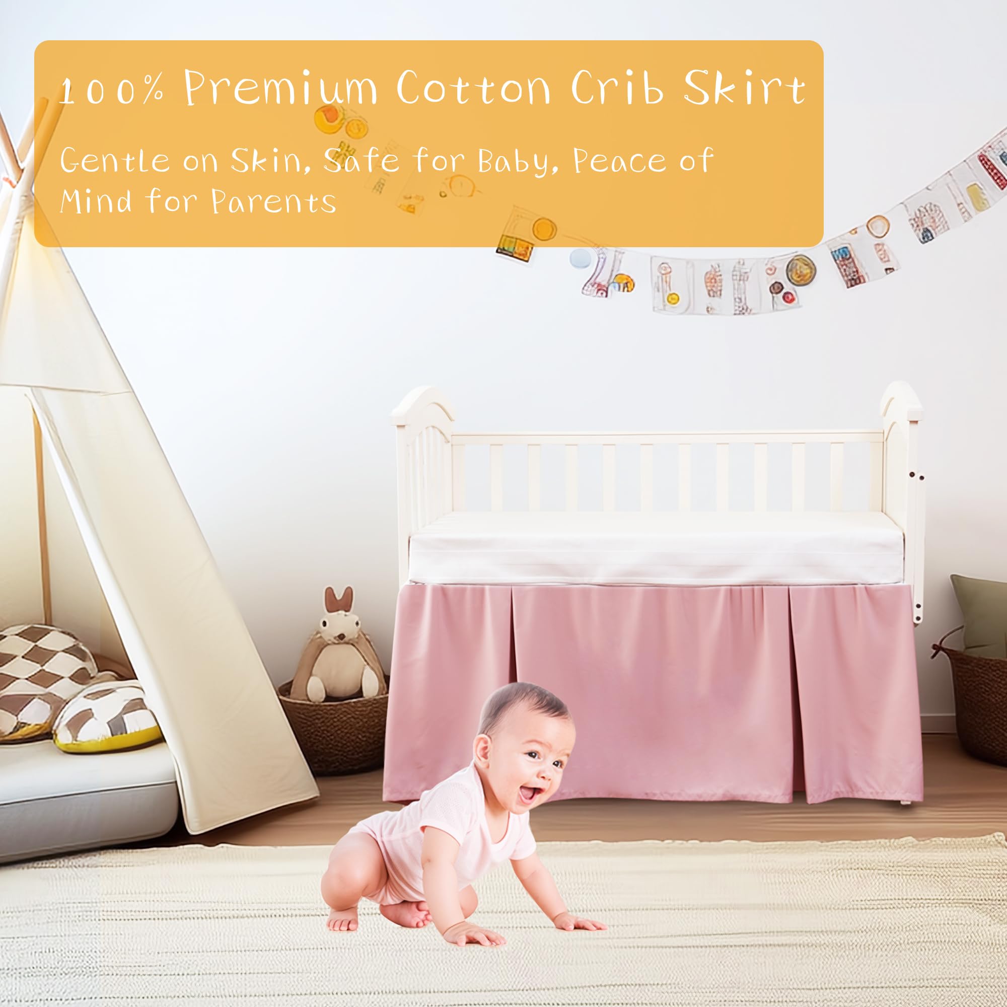 Zaizaihome crib bed skirt fabric is machine-washable and fade-resistant.