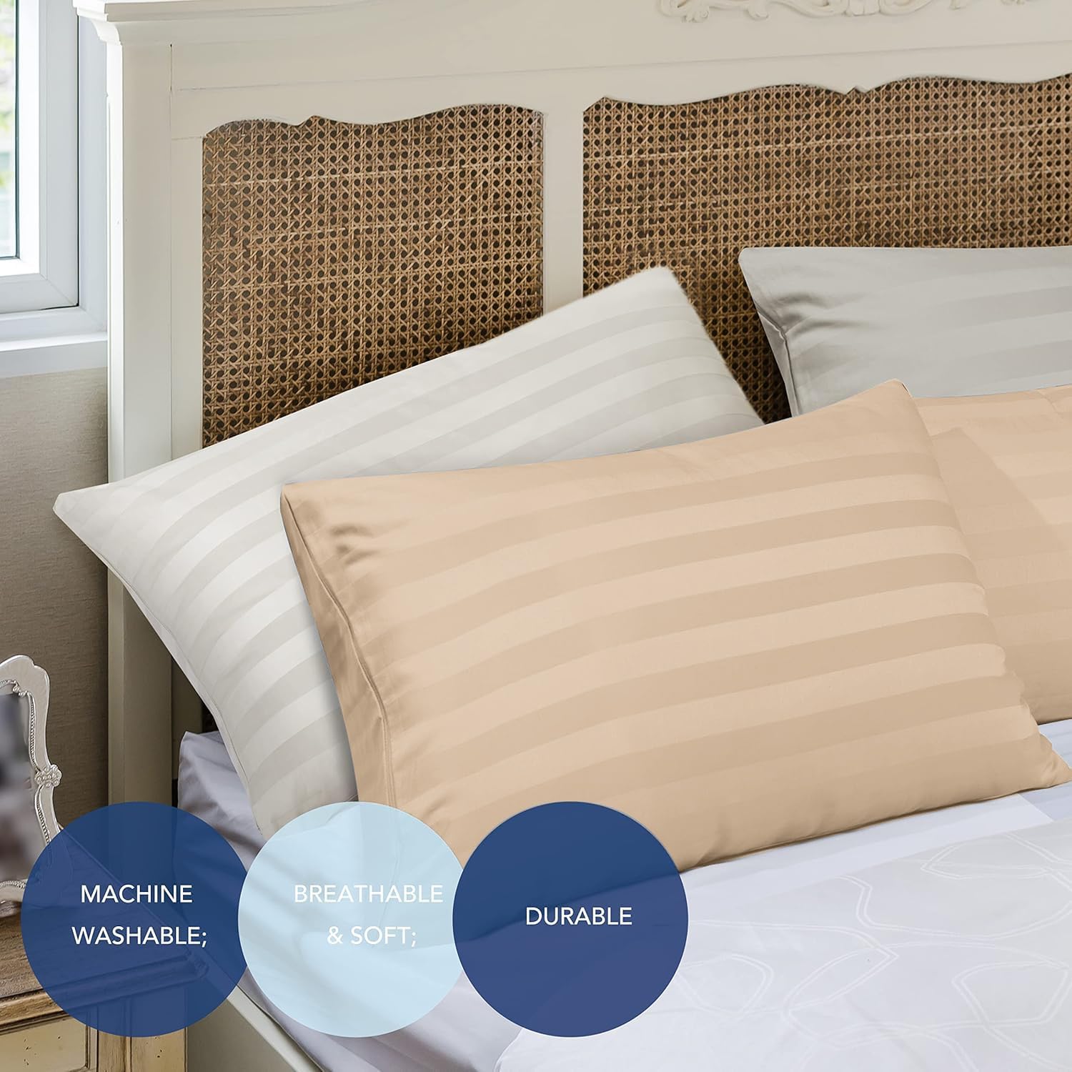 Zaizaihome machine-washable protector keeps pillows fresh with cold cycle care.