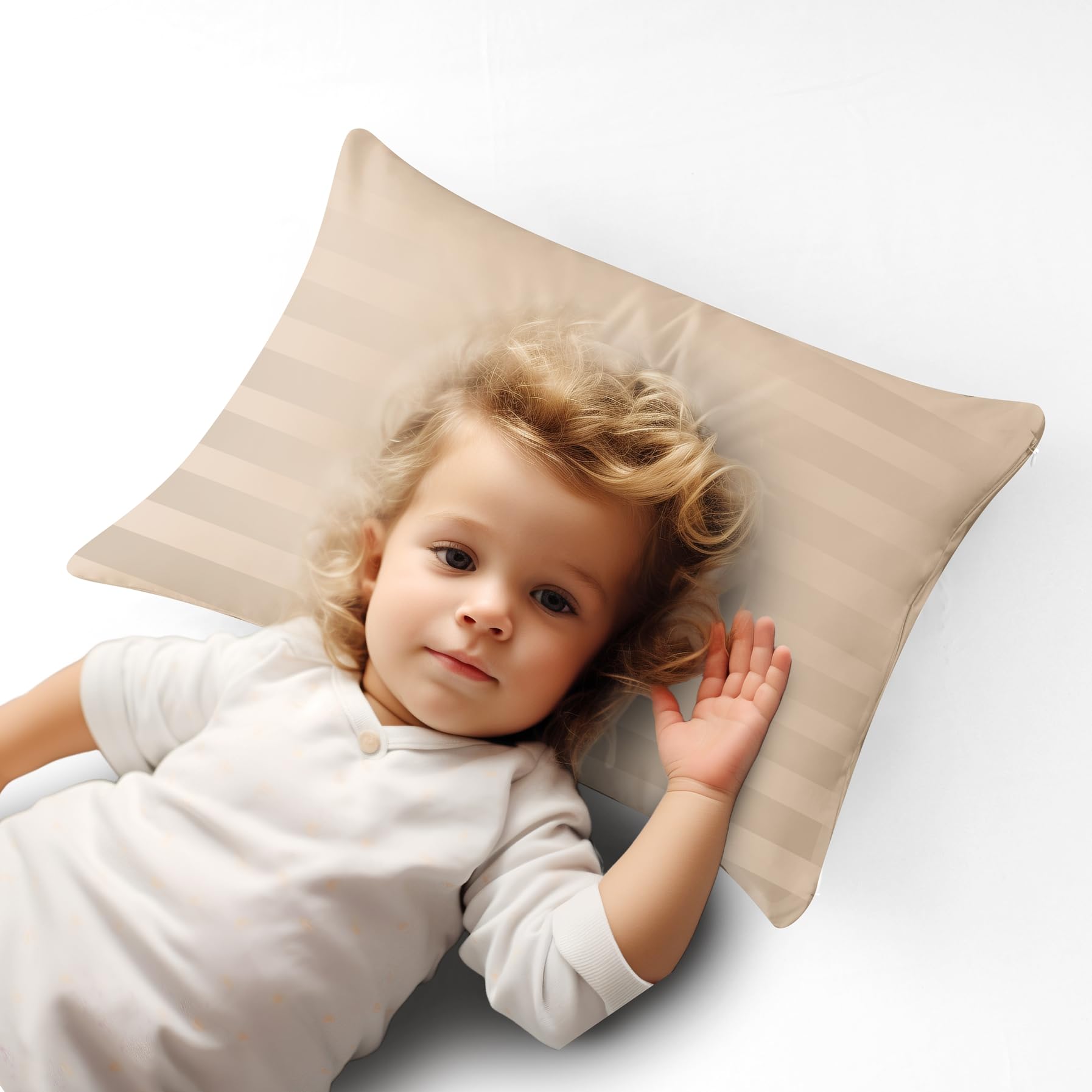 Zaizaihome 2-pack toddler pillow protectors in striped beige provide soft, breathable coverage.