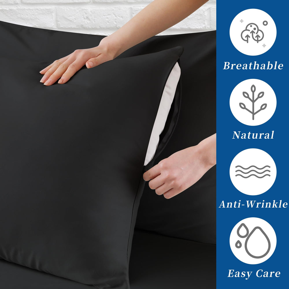 Zaizaihome two-pack pillow covers highlighting durable zipper and premium stitching