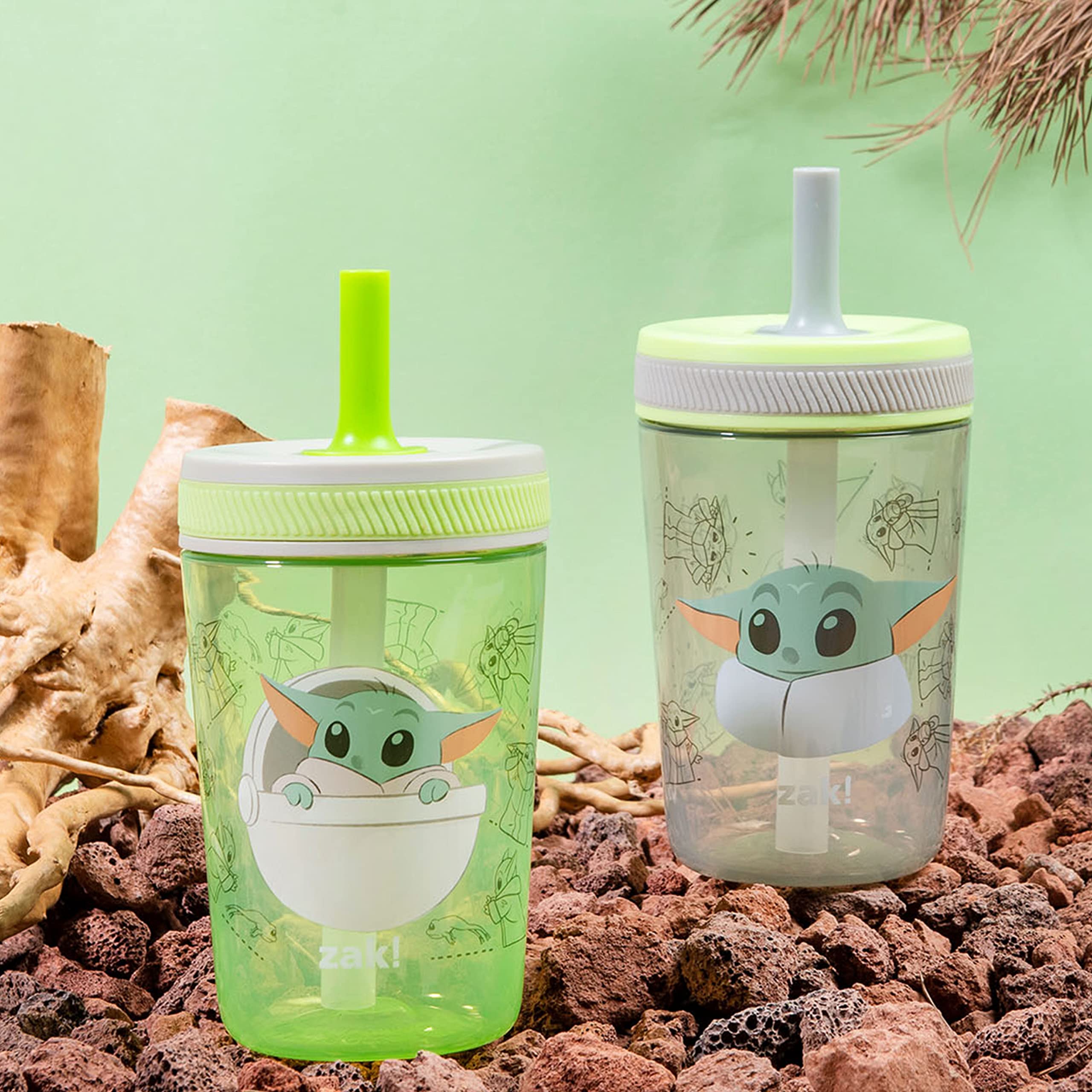 Zak Designs Baby Yoda Kelso cup with leak-proof straw for travel.
