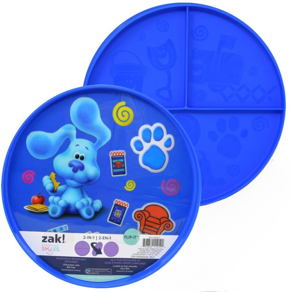 Zak Designs Blue's Clues 2-in-1 Plate divided side, easy clean and BPA-free.