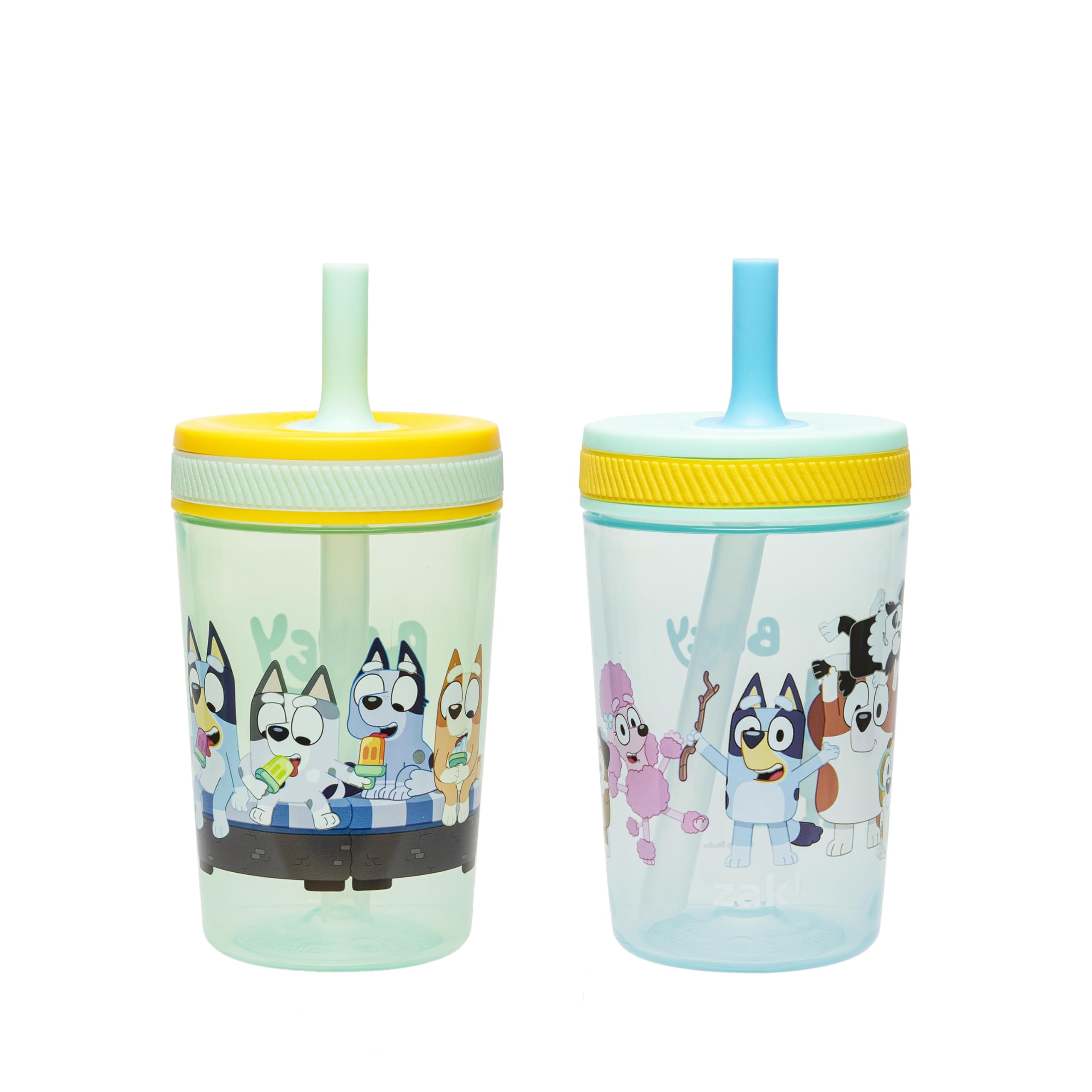 Zak Designs Bluey Kelso toddler cups pack front showing two durable 15oz tumblers for travel and home use