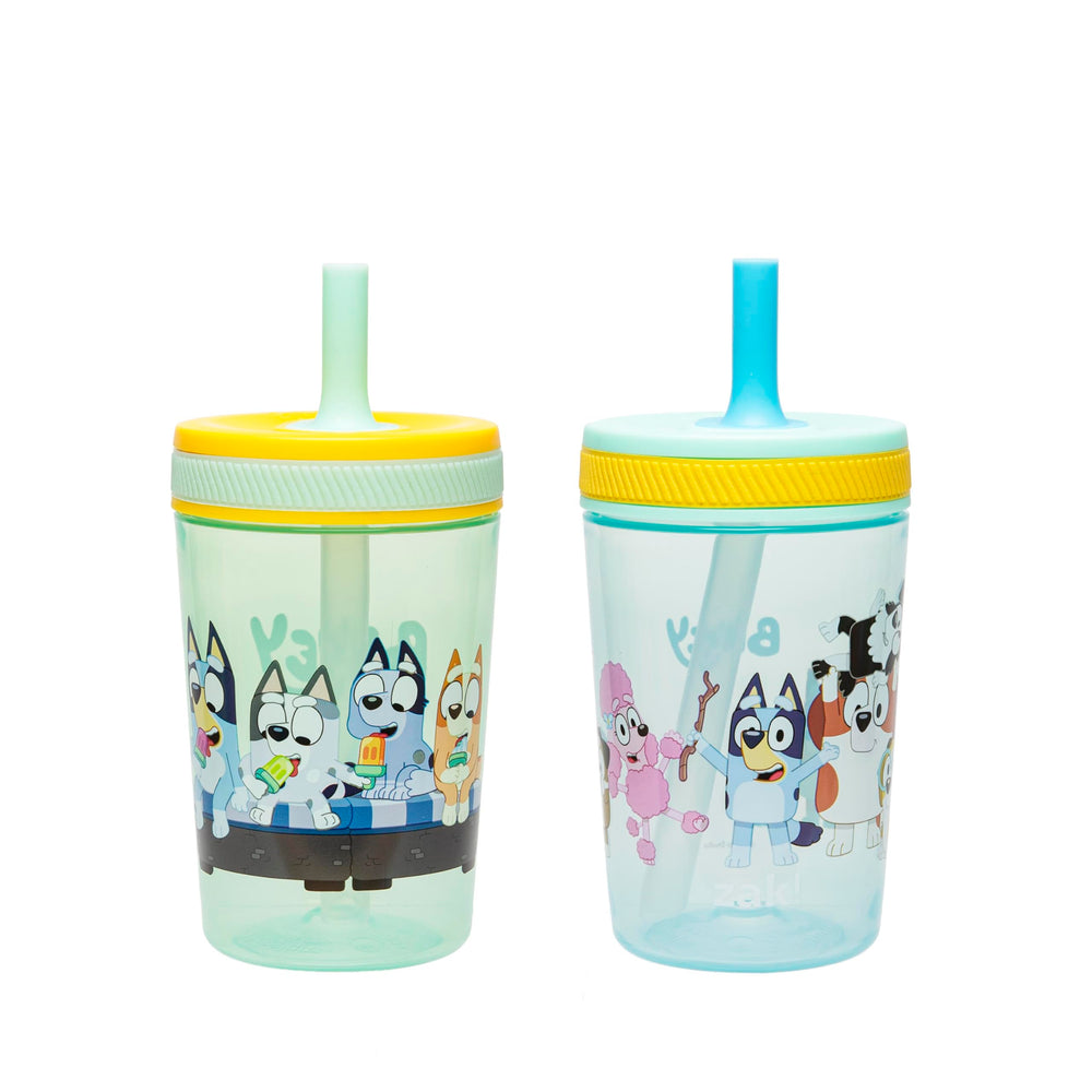 Zak Designs Bluey Kelso toddler cups pack front showing two durable 15oz tumblers for travel and home use