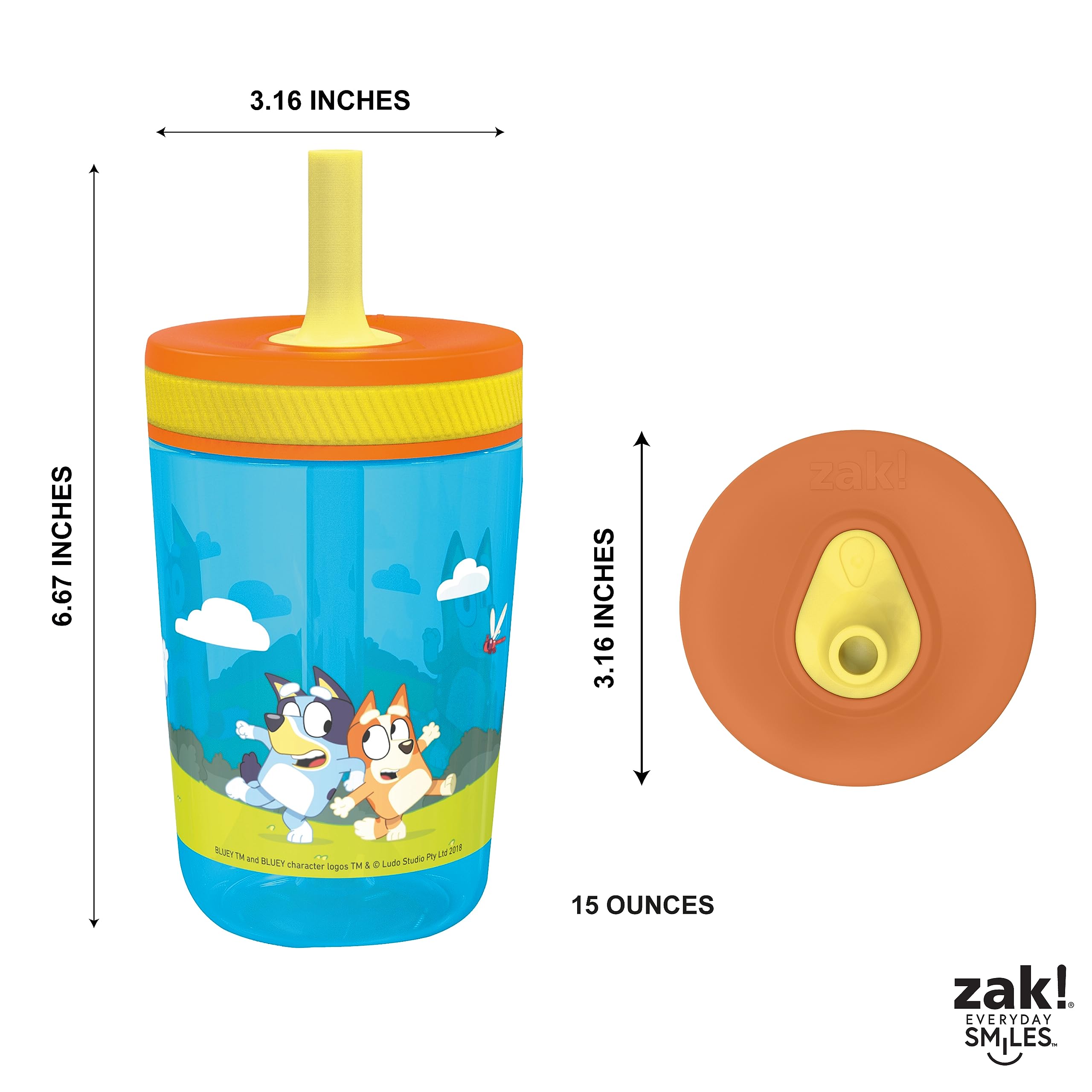 Zak Designs Bluey Kelso tumbler kids using at snack time.